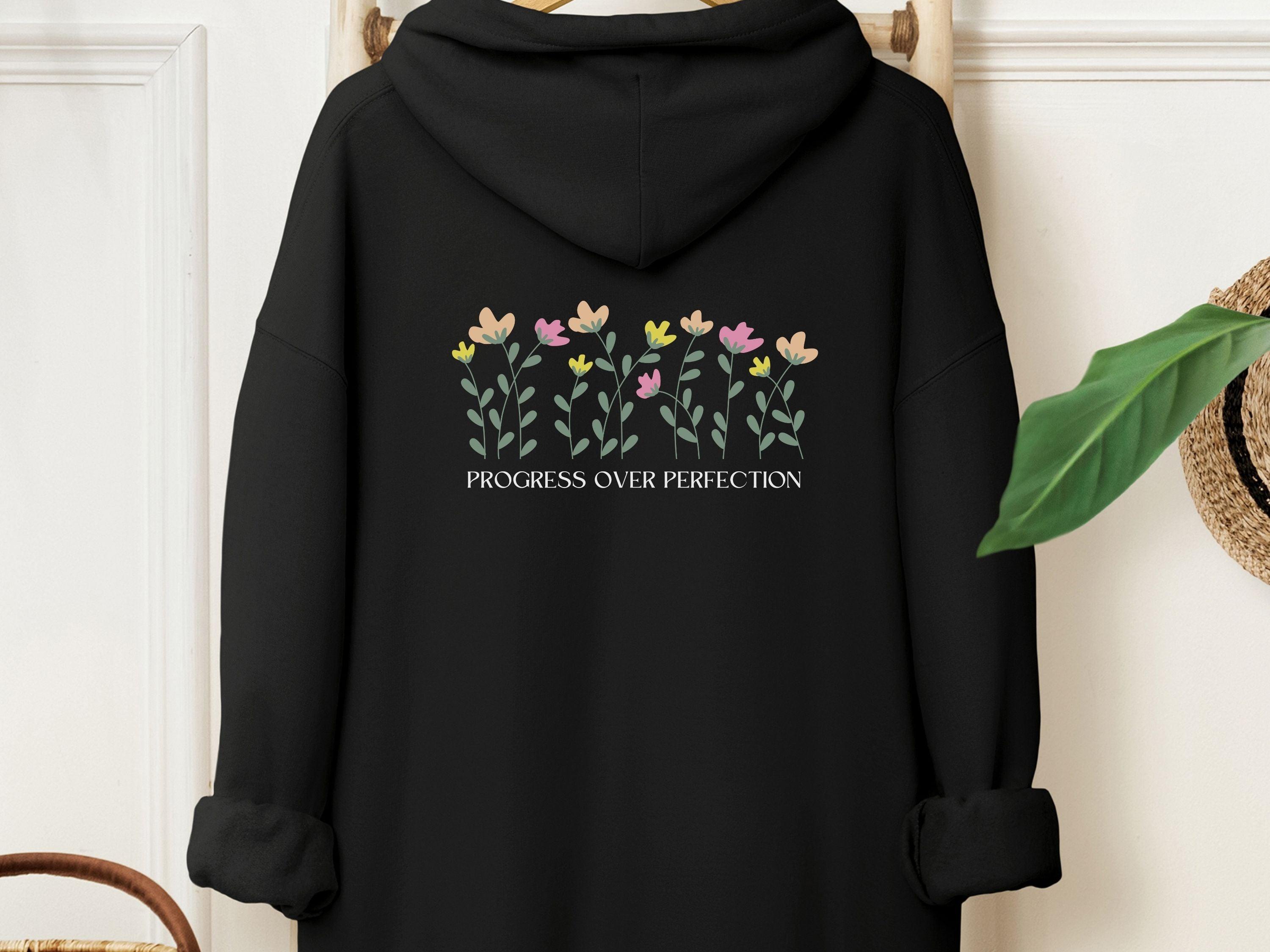 Progress Over Perfection Hoodie-Black-Neurodiversity, ADHD & Autism Awareness & Acceptance Hoodie by Daily Bloom