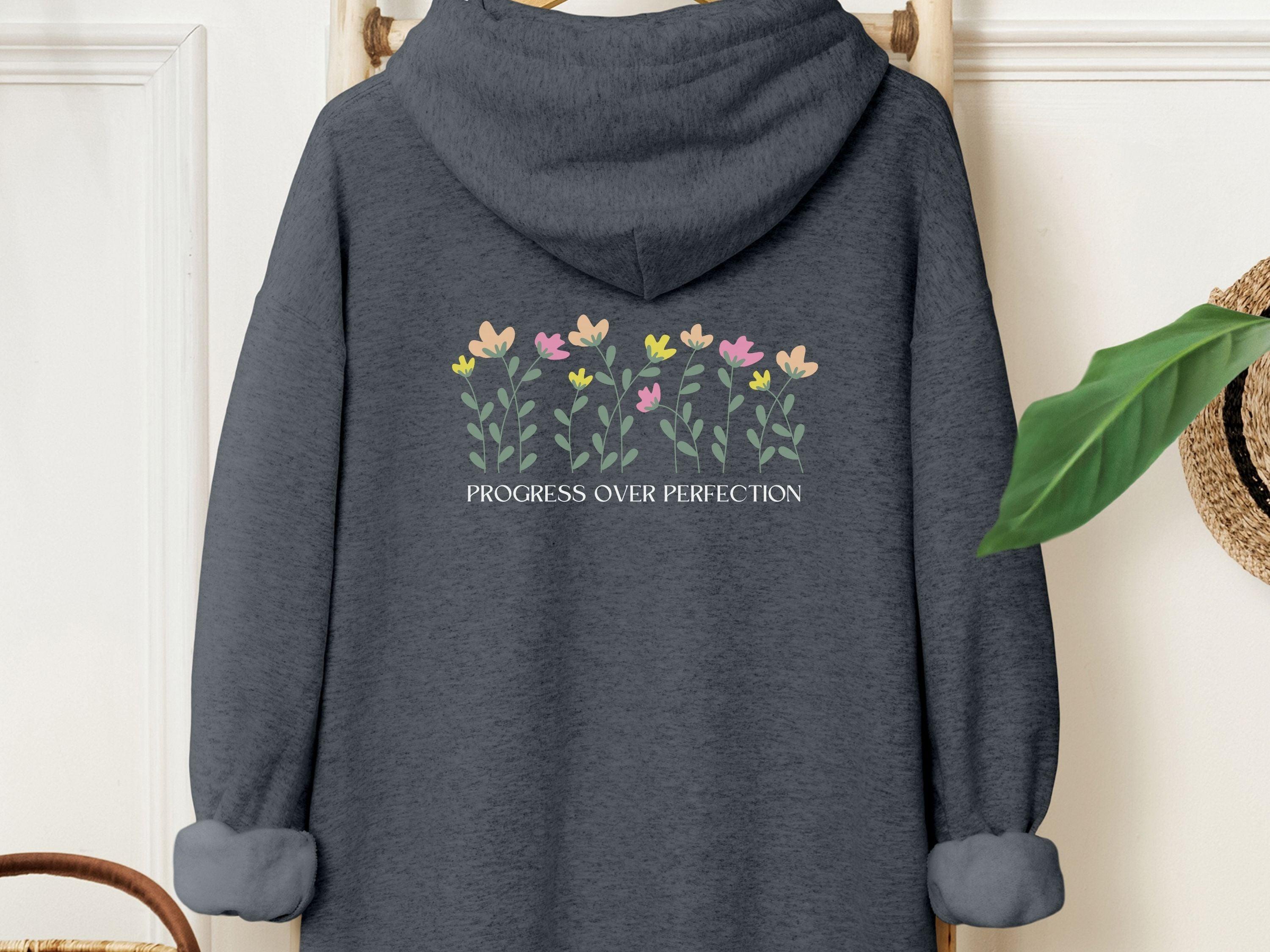 Progress Over Perfection Hoodie-Dark Heather-Neurodiversity, ADHD & Autism Awareness & Acceptance Hoodie by Daily Bloom