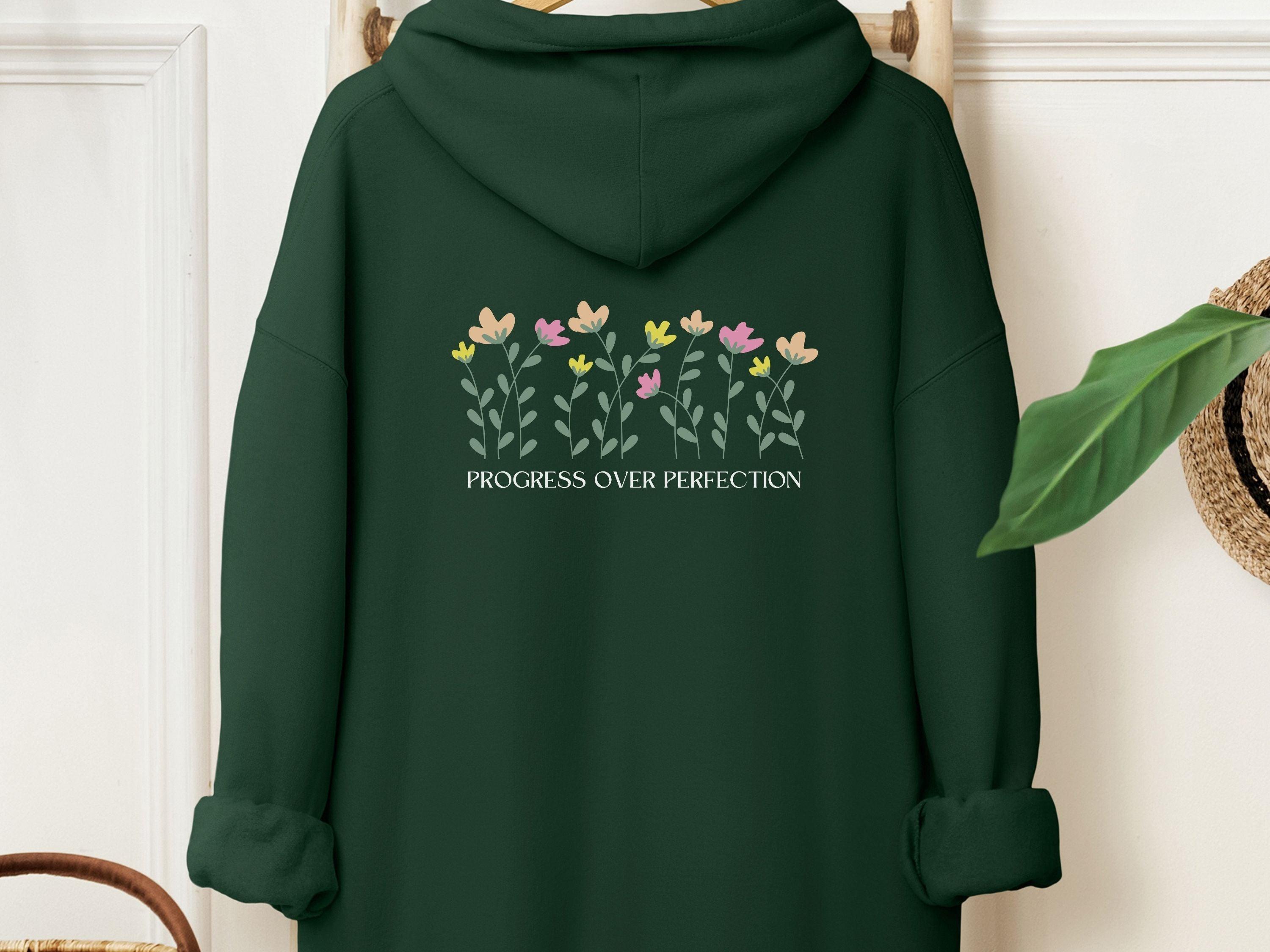 Progress Over Perfection Hoodie-Forest Green-Neurodiversity, ADHD & Autism Awareness & Acceptance Hoodie by Daily Bloom