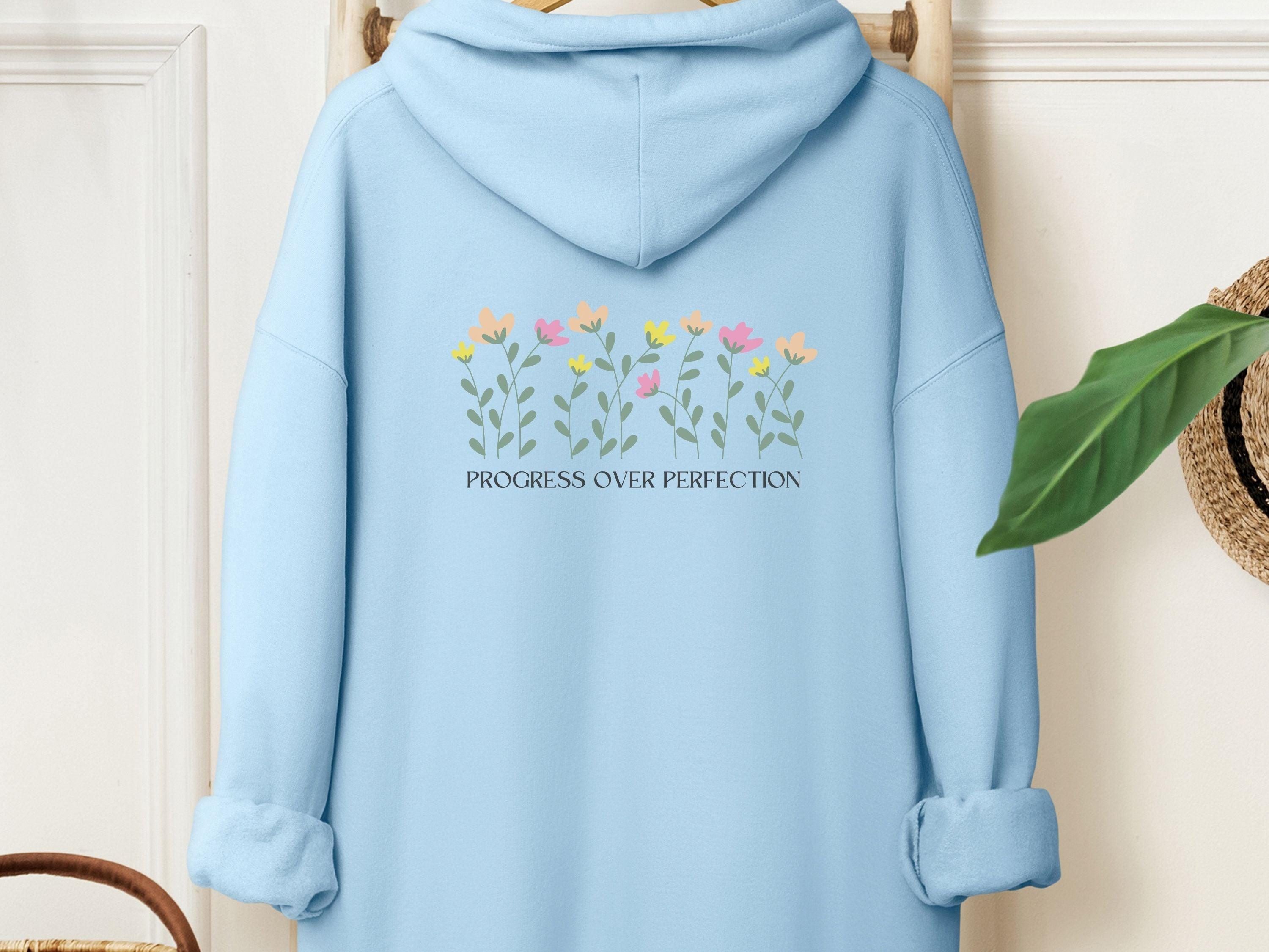 Progress Over Perfection Hoodie-Light Blue-Neurodiversity, ADHD & Autism Awareness & Acceptance Hoodie by Daily Bloom
