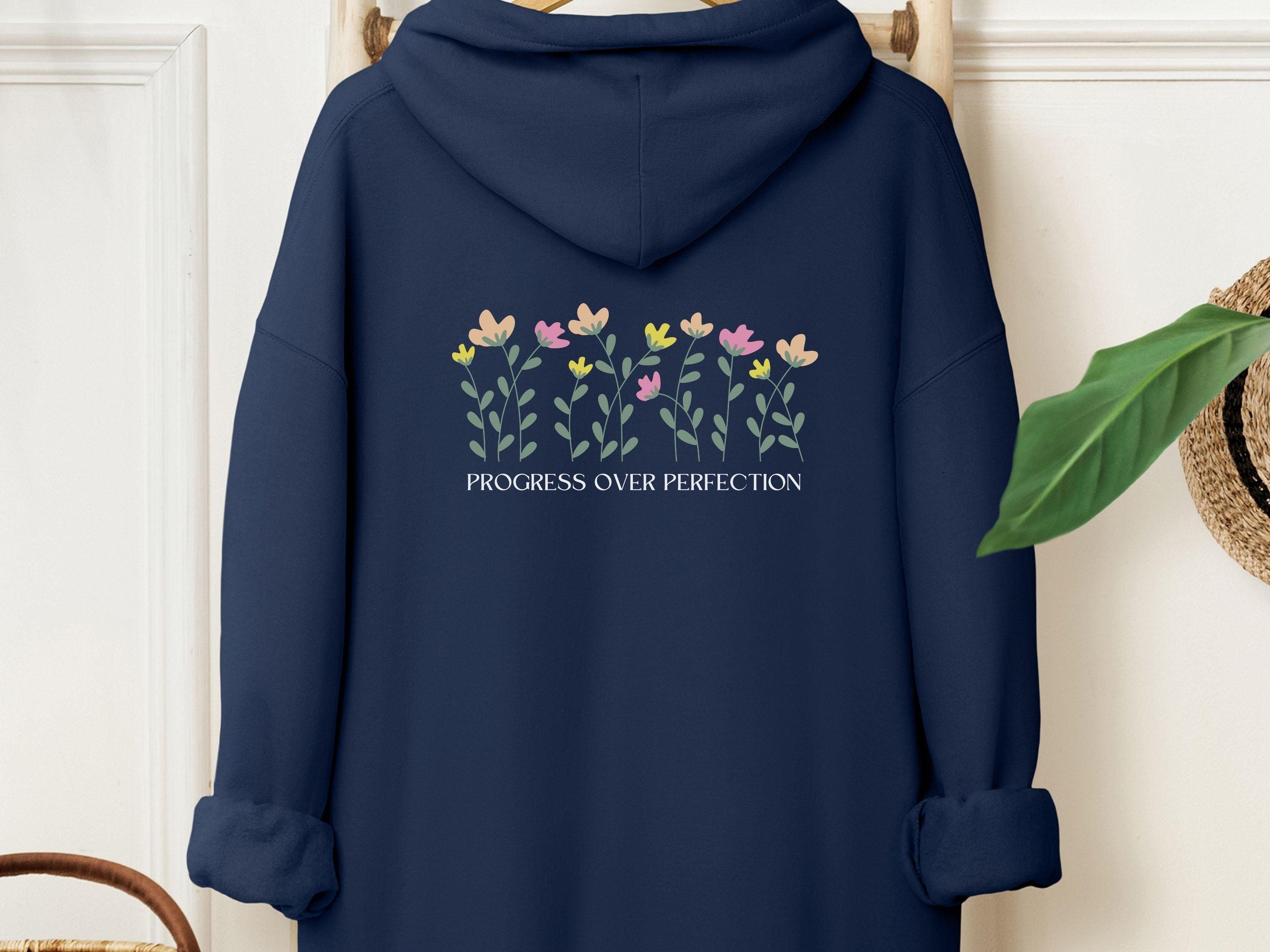 Progress Over Perfection Hoodie-Navy-Neurodiversity, ADHD & Autism Awareness & Acceptance Hoodie by Daily Bloom