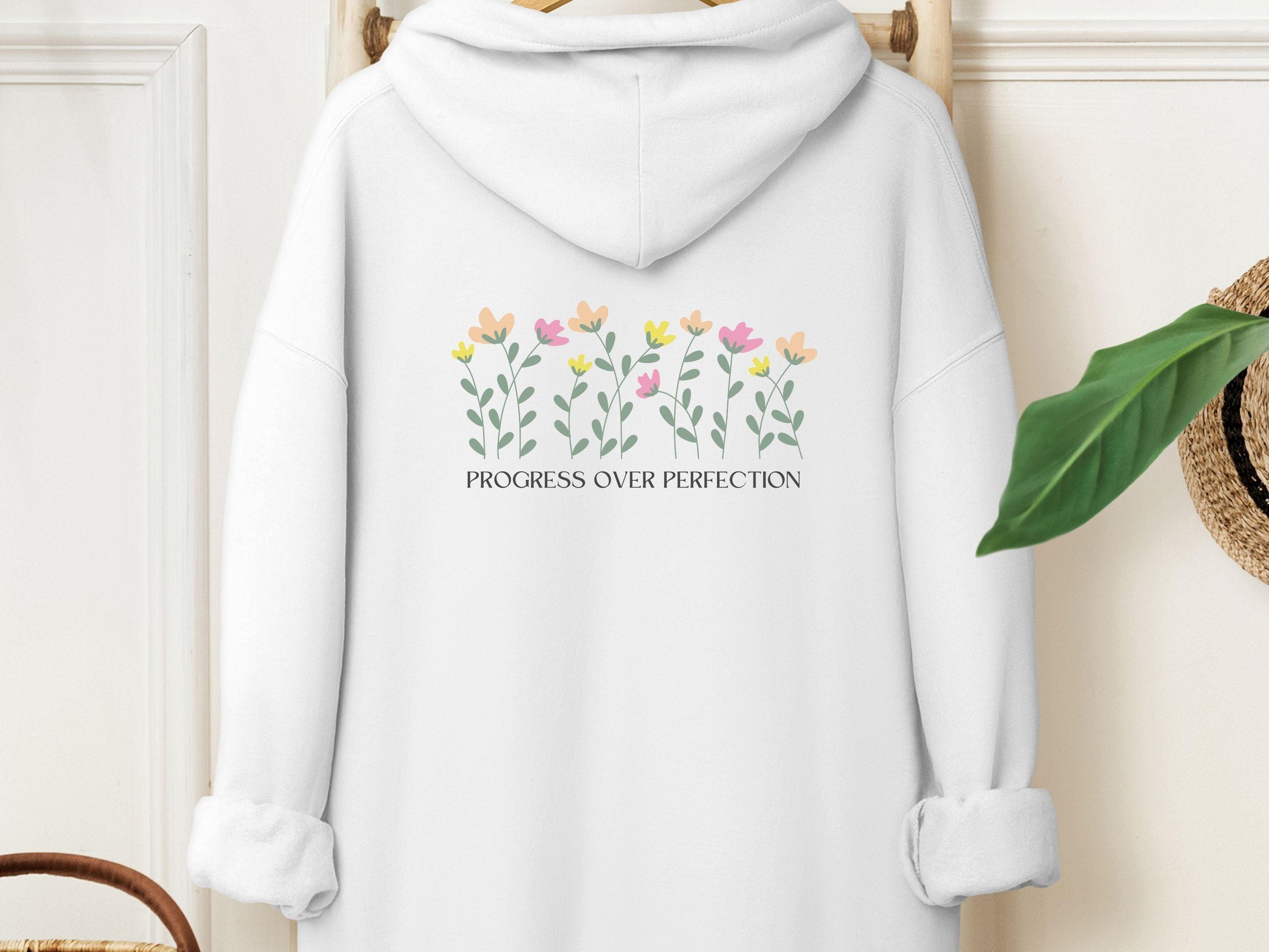 Progress Over Perfection Hoodie-White-Neurodiversity, ADHD & Autism Awareness & Acceptance Hoodie by Daily Bloom