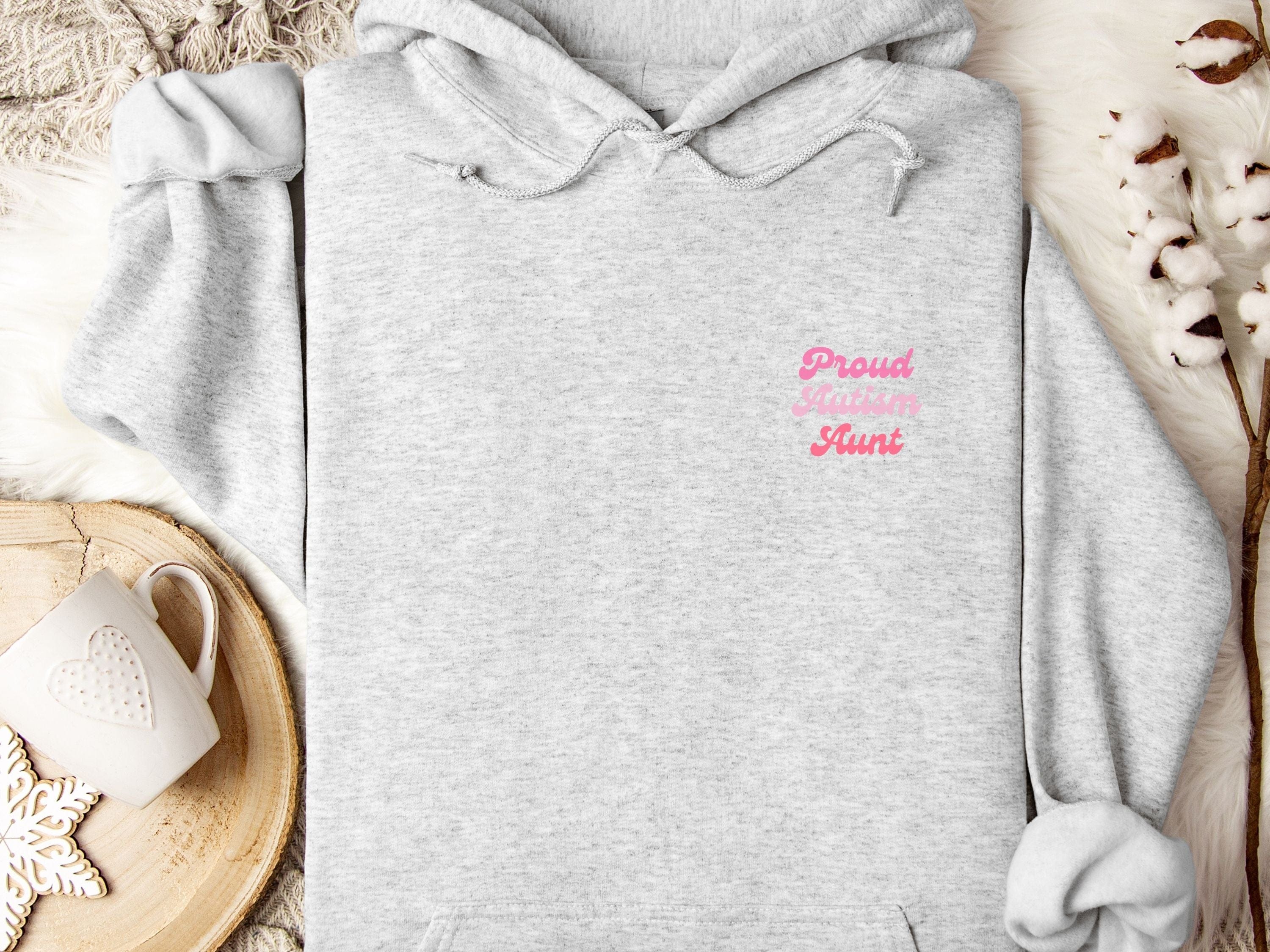 Proud Autism Aunt Hoodie-Ash-Neurodiversity, ADHD & Autism Awareness & Acceptance Hoodie by Daily Bloom