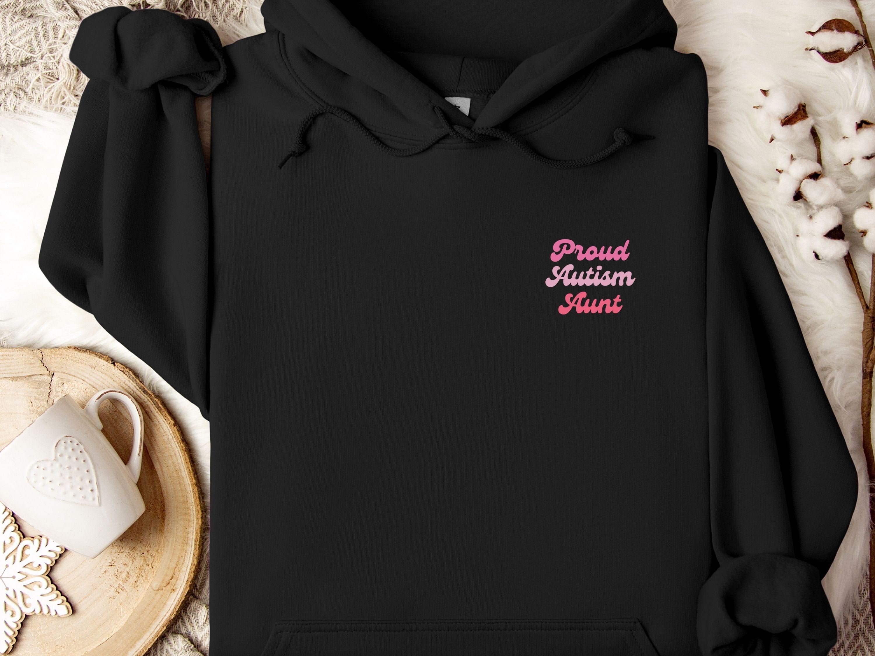 Proud Autism Aunt Hoodie-Black-Neurodiversity, ADHD & Autism Awareness & Acceptance Hoodie by Daily Bloom