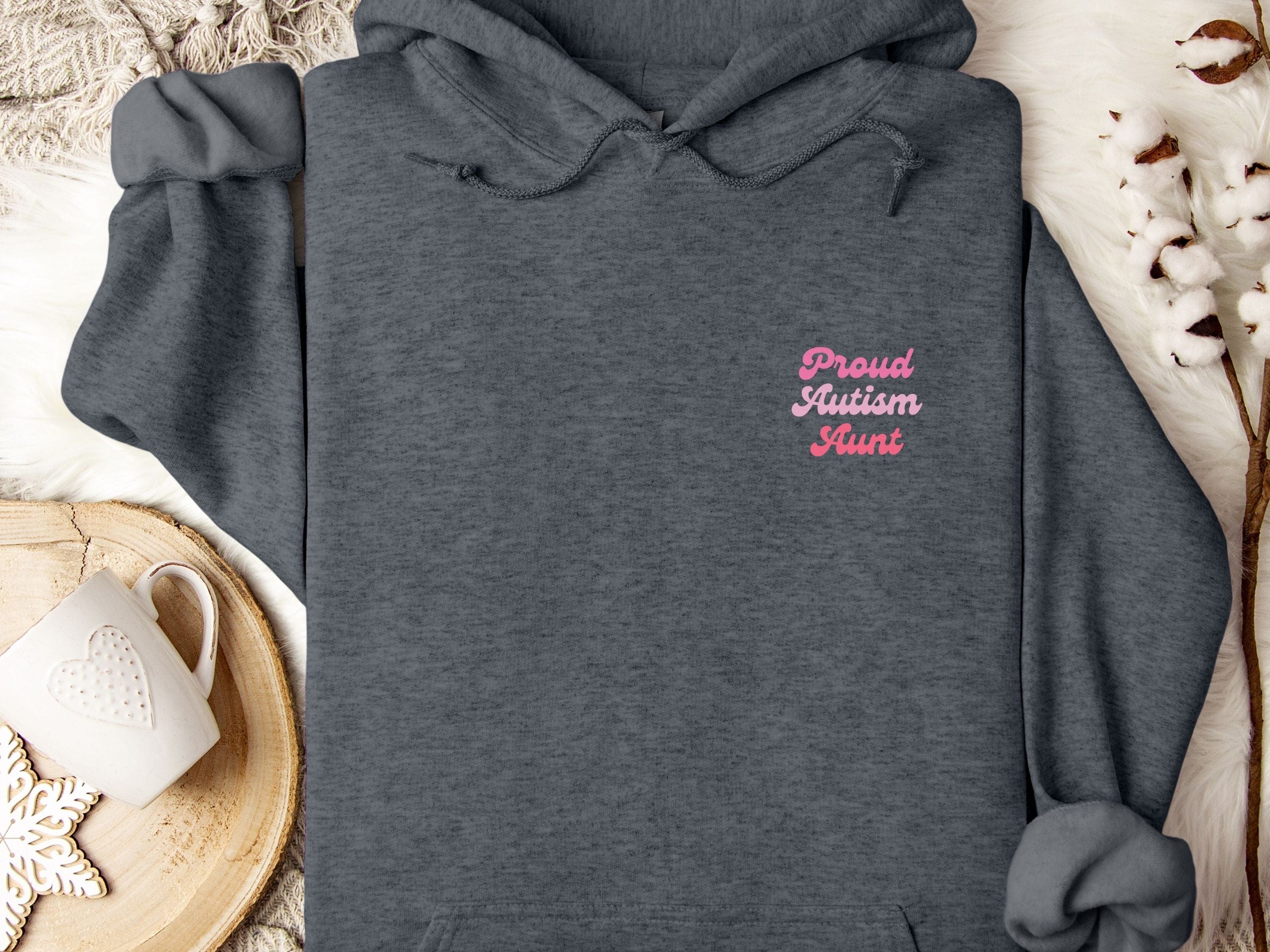 Proud Autism Aunt Hoodie-Dark Heather-Neurodiversity, ADHD & Autism Awareness & Acceptance Hoodie by Daily Bloom