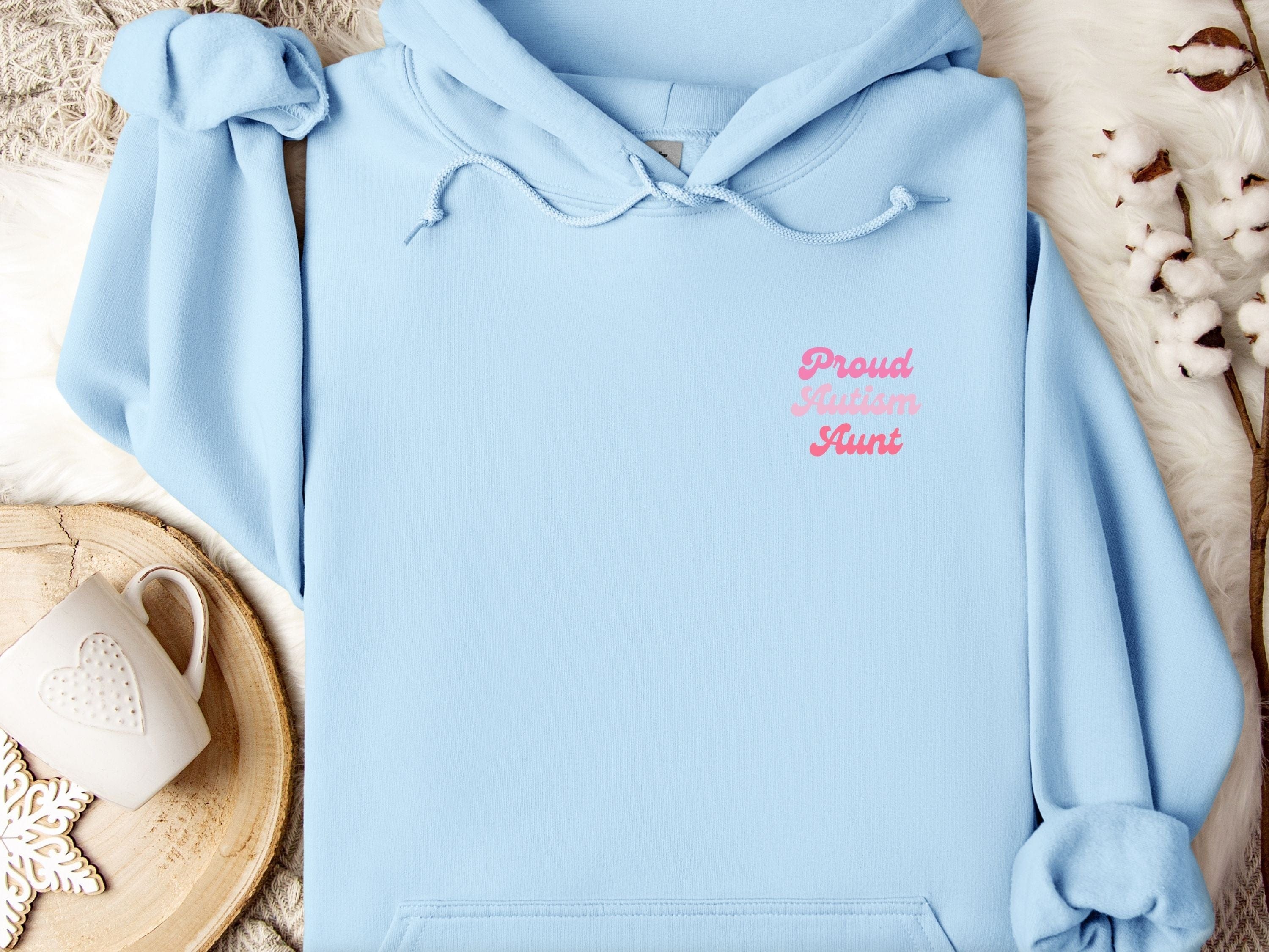 Proud Autism Aunt Hoodie-Light Blue-Neurodiversity, ADHD & Autism Awareness & Acceptance Hoodie by Daily Bloom