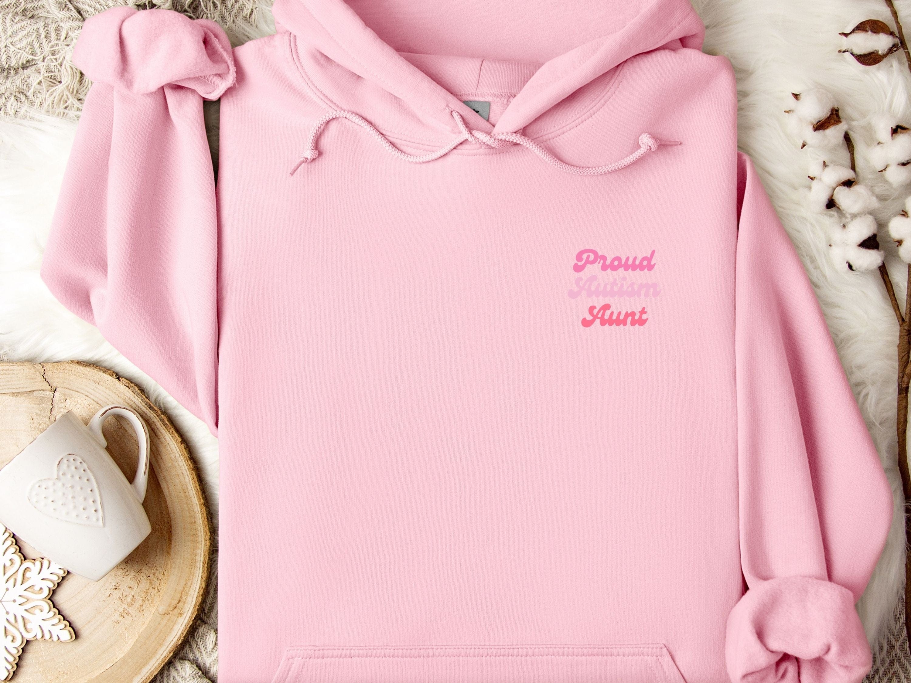 Proud Autism Aunt Hoodie-Light Pink-Neurodiversity, ADHD & Autism Awareness & Acceptance Hoodie by Daily Bloom