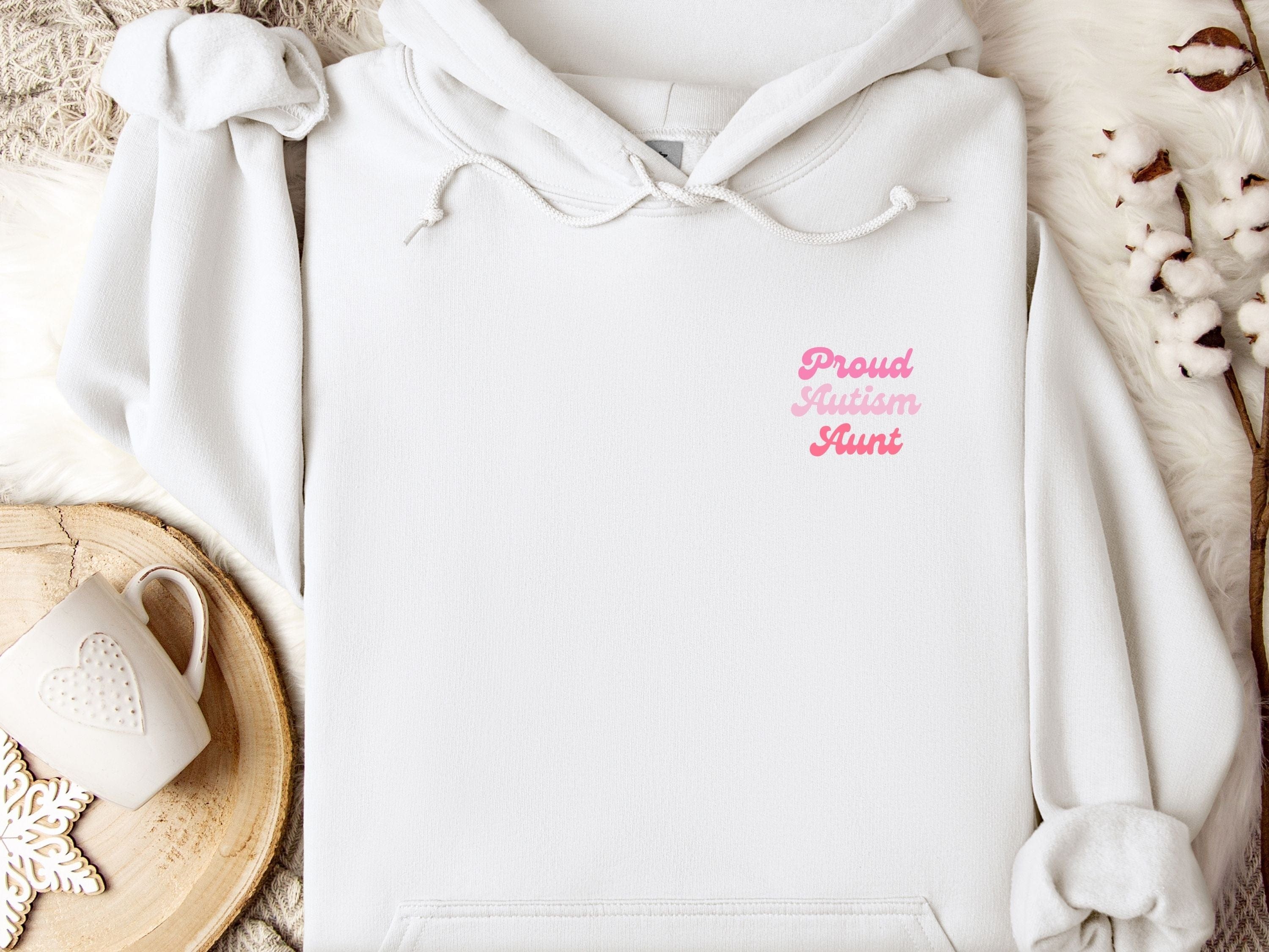 Proud Autism Aunt Hoodie-White-Neurodiversity, ADHD & Autism Awareness & Acceptance Hoodie by Daily Bloom
