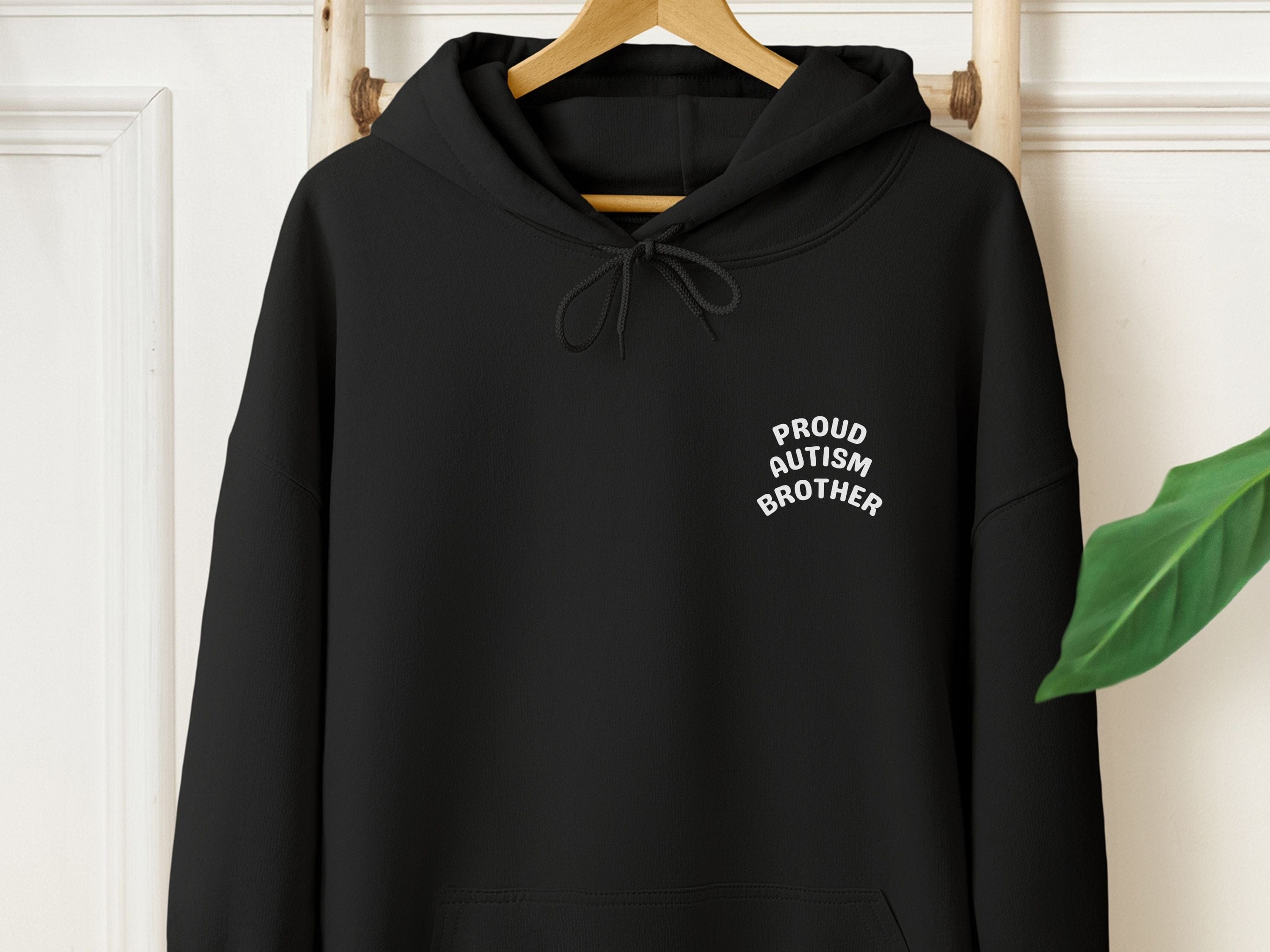 Proud Autism Brother Hoodie-Black-Neurodiversity, ADHD & Autism Awareness & Acceptance Hoodie by Daily Bloom