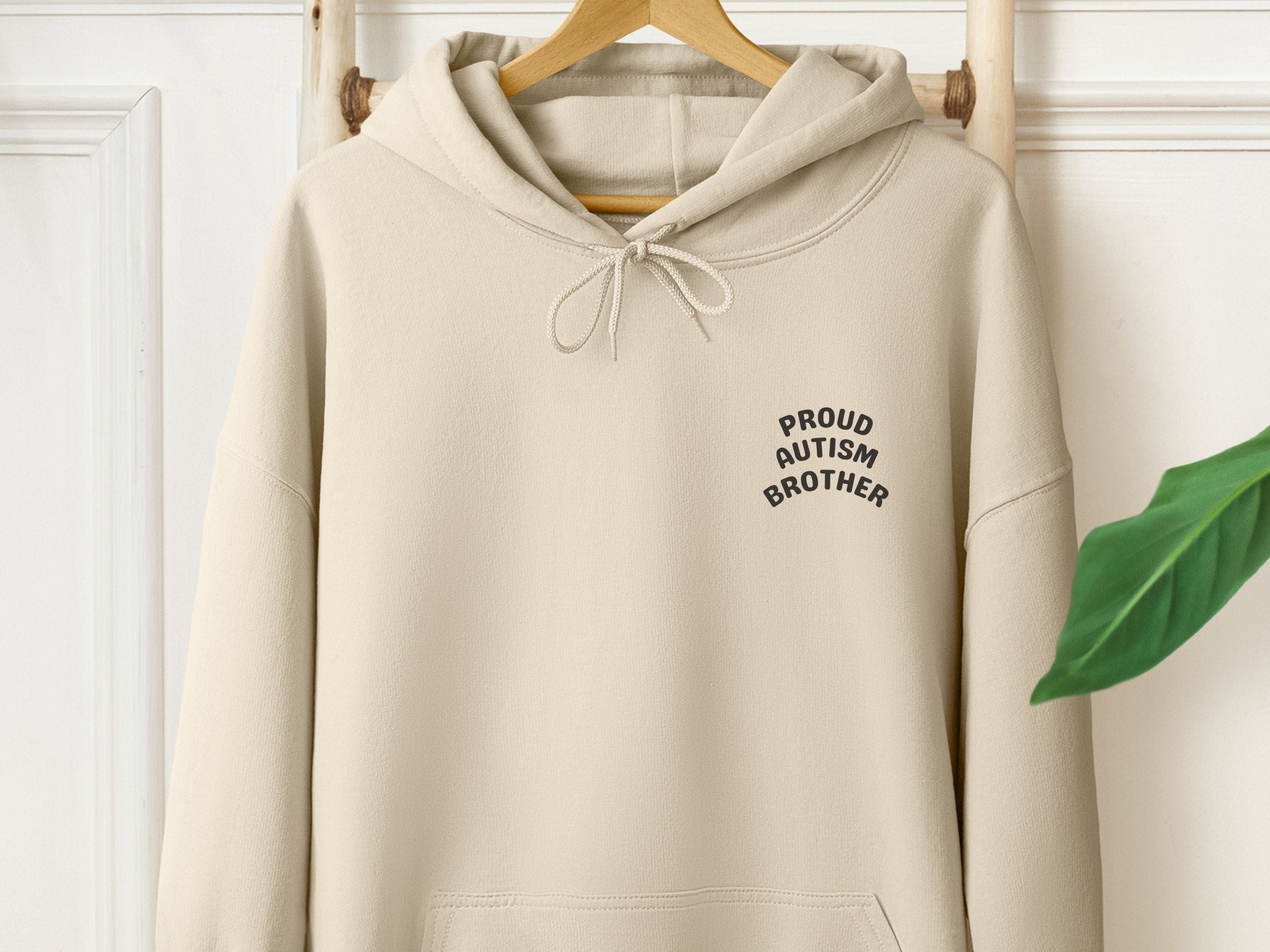 Proud Autism Brother Hoodie-Sand-Neurodiversity, ADHD & Autism Awareness & Acceptance Hoodie by Daily Bloom