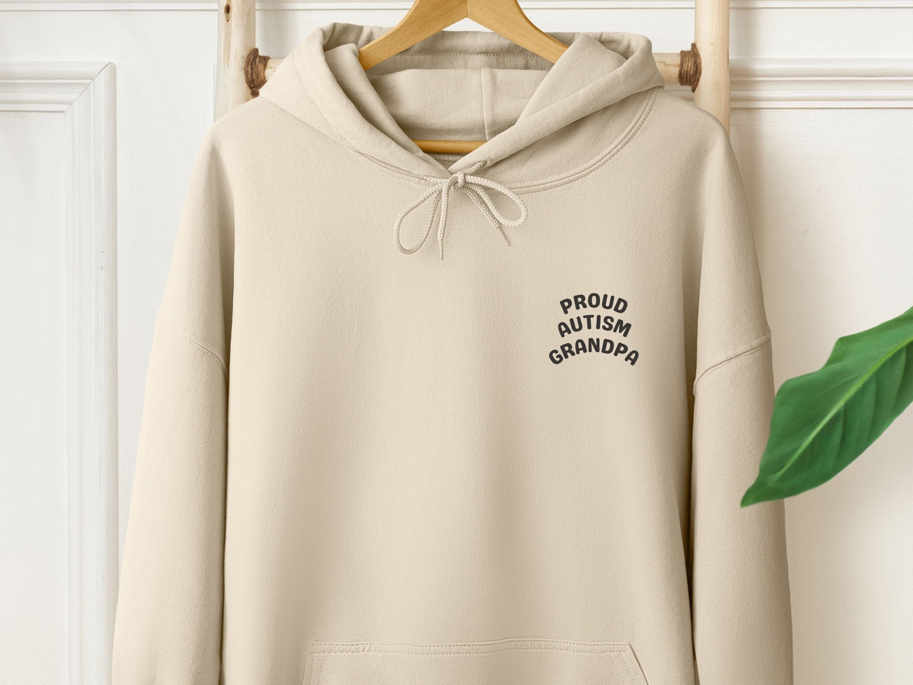 Proud Autism Grandpa Hoodie-Sand-Neurodiversity, ADHD & Autism Awareness & Acceptance Hoodie by Daily Bloom