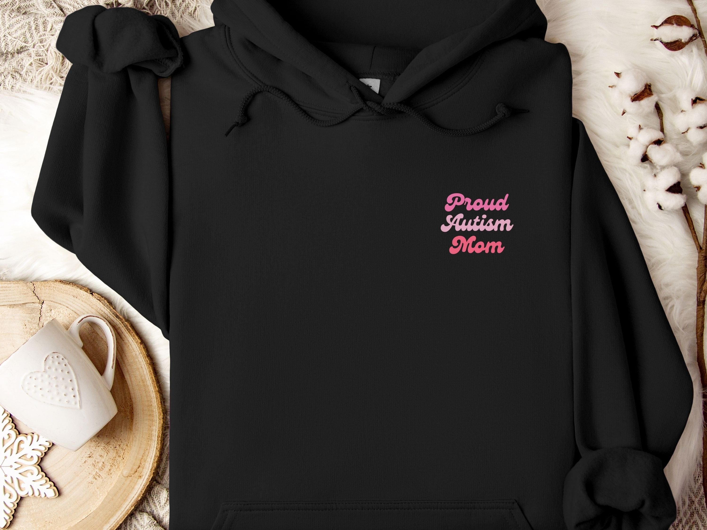 Proud Autism Mom Hoodie-Black-Neurodiversity, ADHD & Autism Awareness & Acceptance Hoodie by Daily Bloom