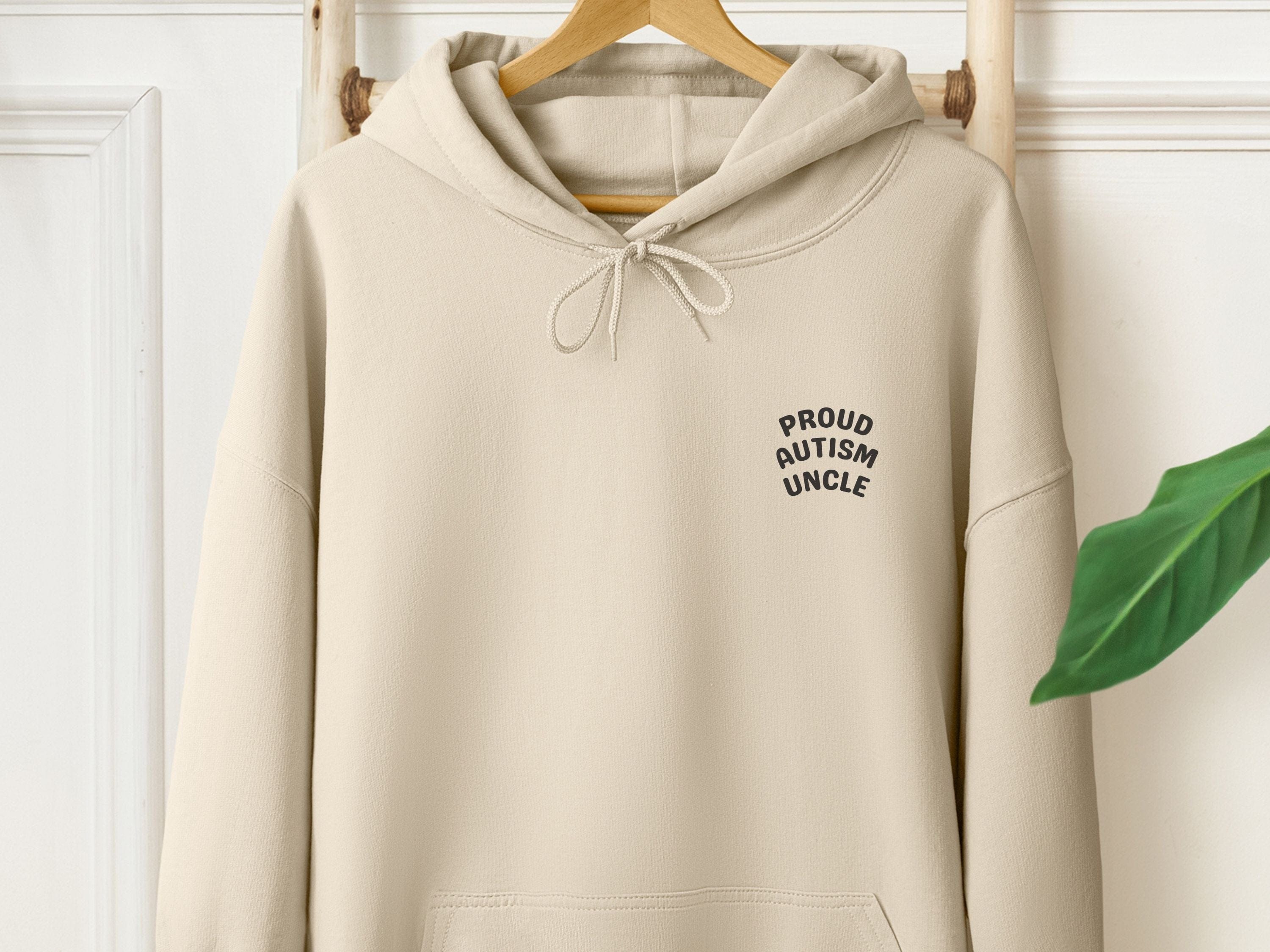 Proud Autism Uncle Hoodie-Sand-Neurodiversity, ADHD & Autism Awareness & Acceptance Hoodie by Daily Bloom