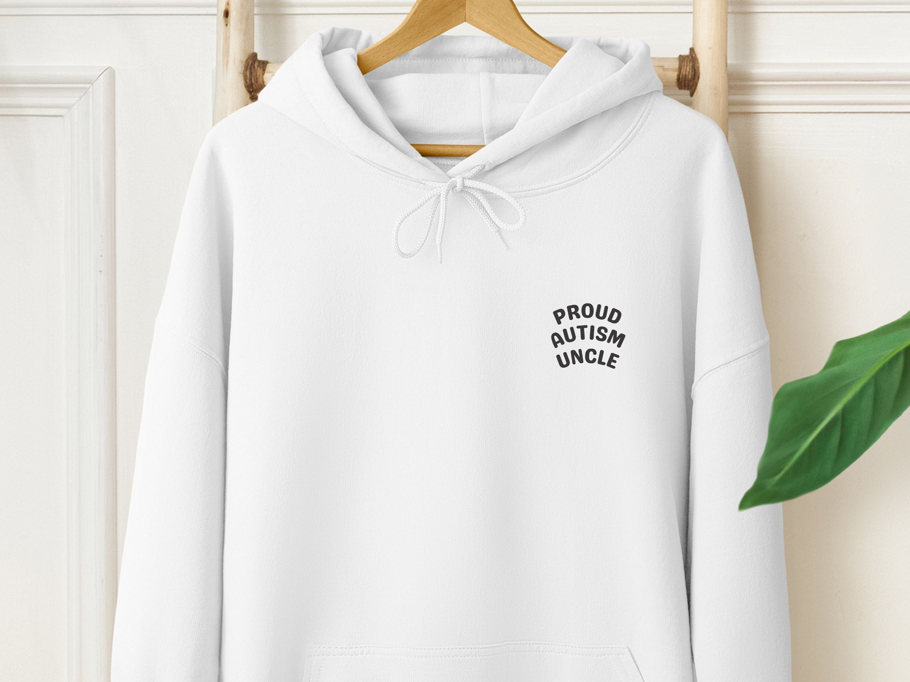 Proud Autism Uncle Hoodie-White-Neurodiversity, ADHD & Autism Awareness & Acceptance Hoodie by Daily Bloom