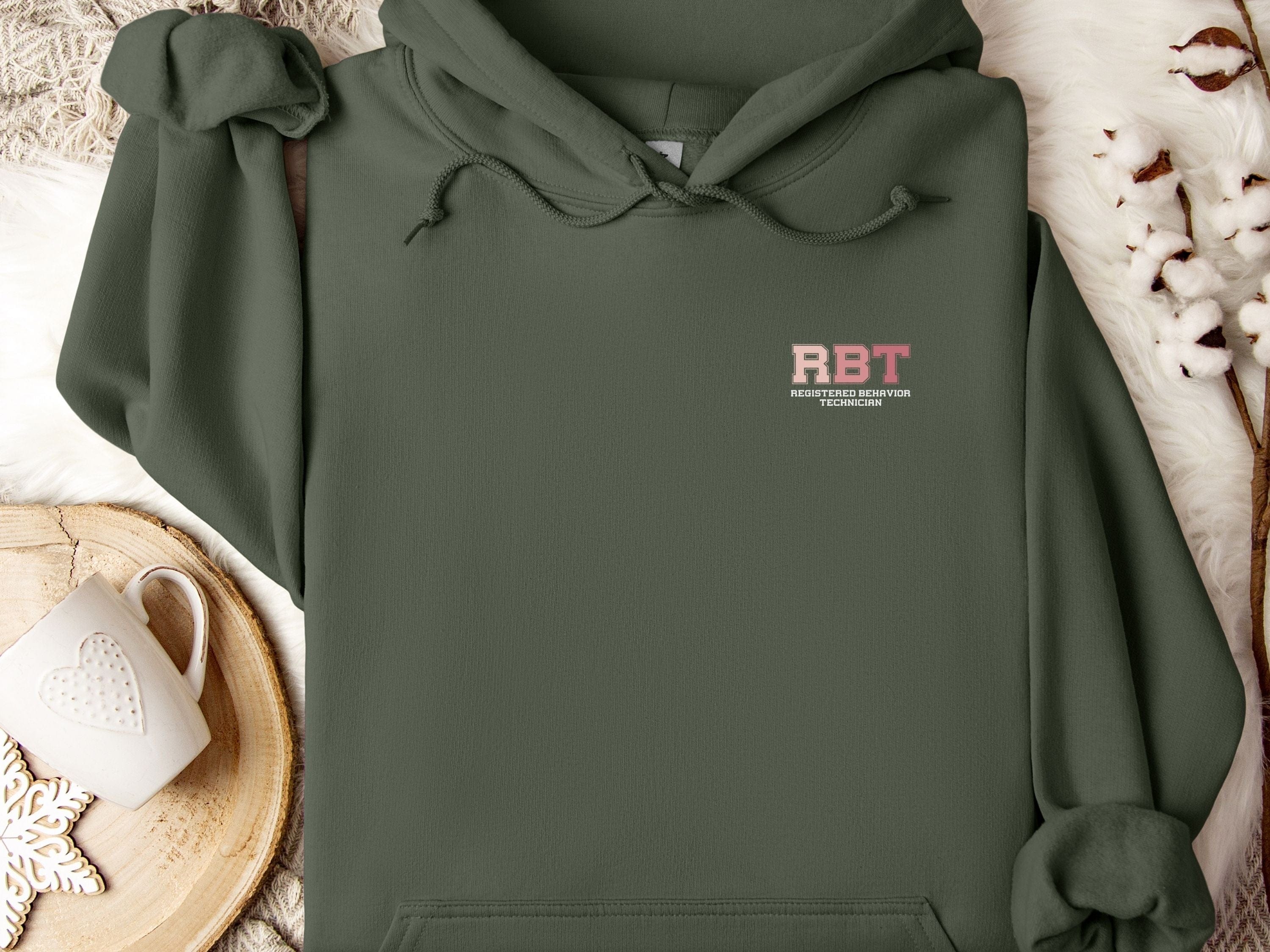 RBT Collegiate Hoodie-Military Green-Neurodiversity, ADHD & Autism Awareness & Acceptance Hoodie by Daily Bloom
