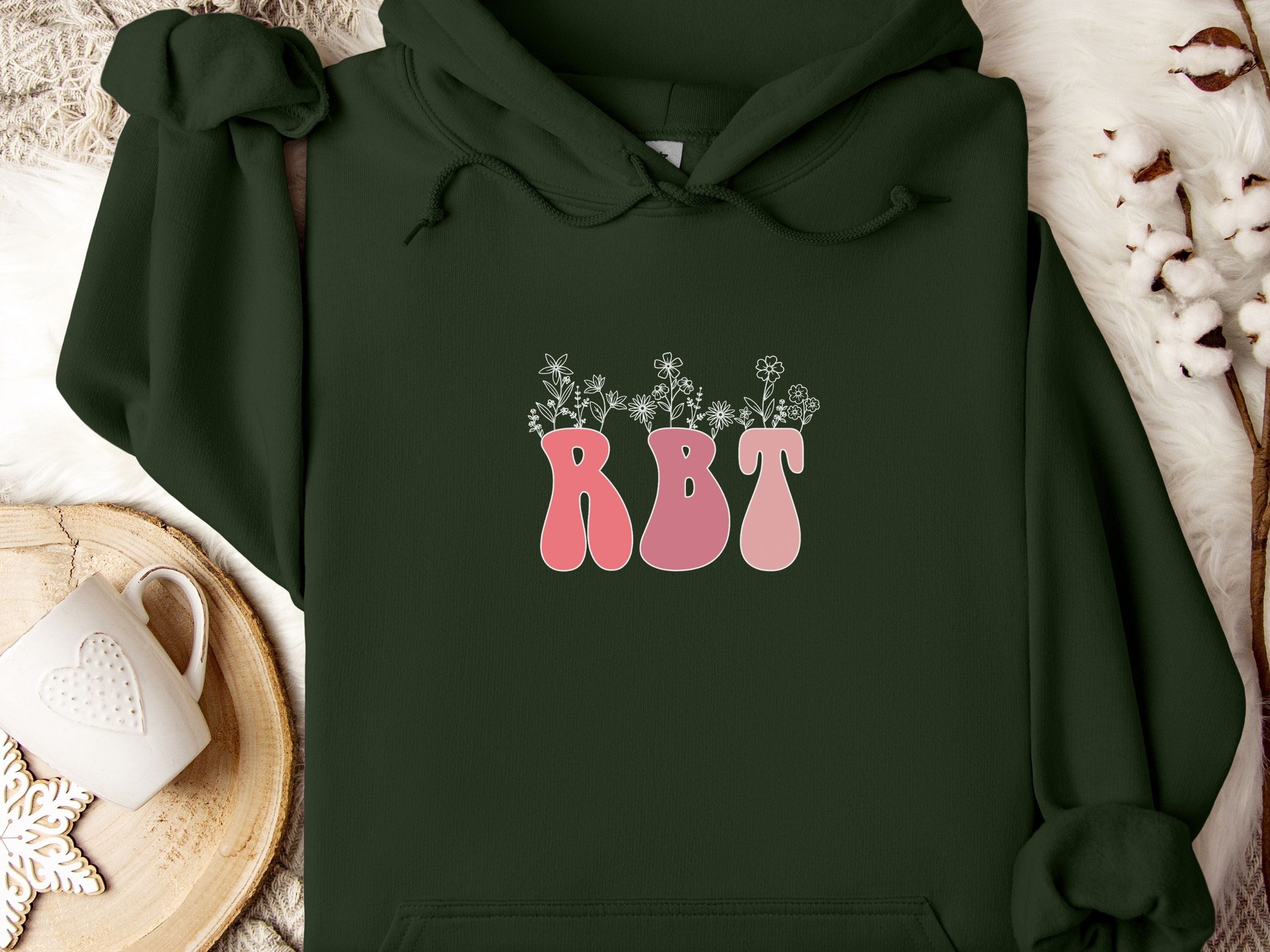 RBT Groovy Wildflowers Hoodie-Forest Green-Neurodiversity, ADHD & Autism Awareness & Acceptance Hoodie by Daily Bloom