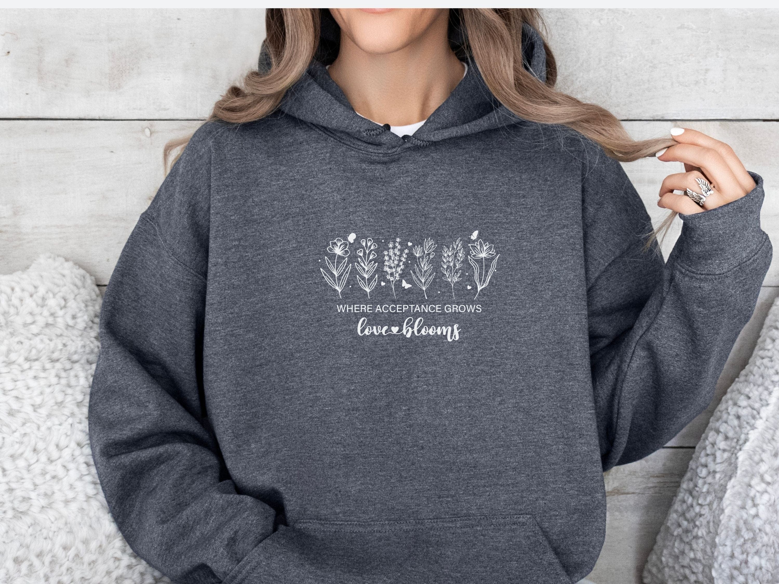 Where Acceptance Grows Love Blooms Hoodie-Neurodiversity, ADHD & Autism Awareness & Acceptance Hoodie by Daily Bloom