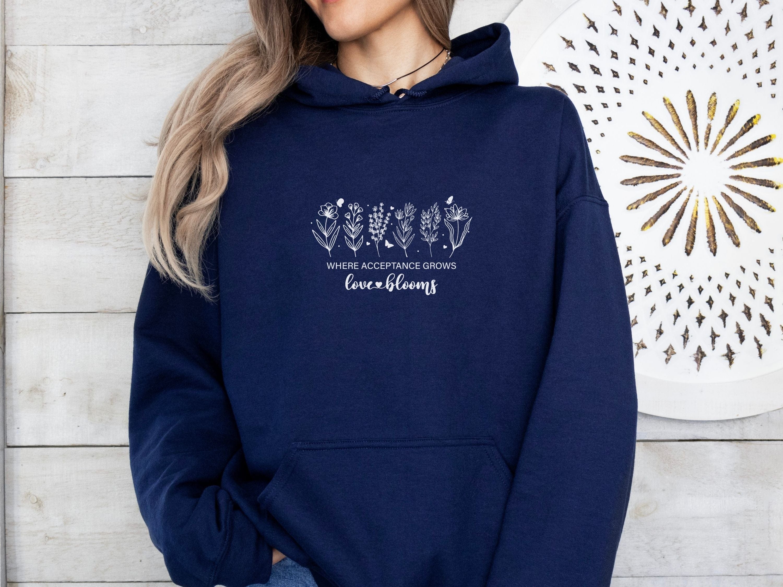 Where Acceptance Grows Love Blooms Hoodie-Neurodiversity, ADHD & Autism Awareness & Acceptance Hoodie by Daily Bloom