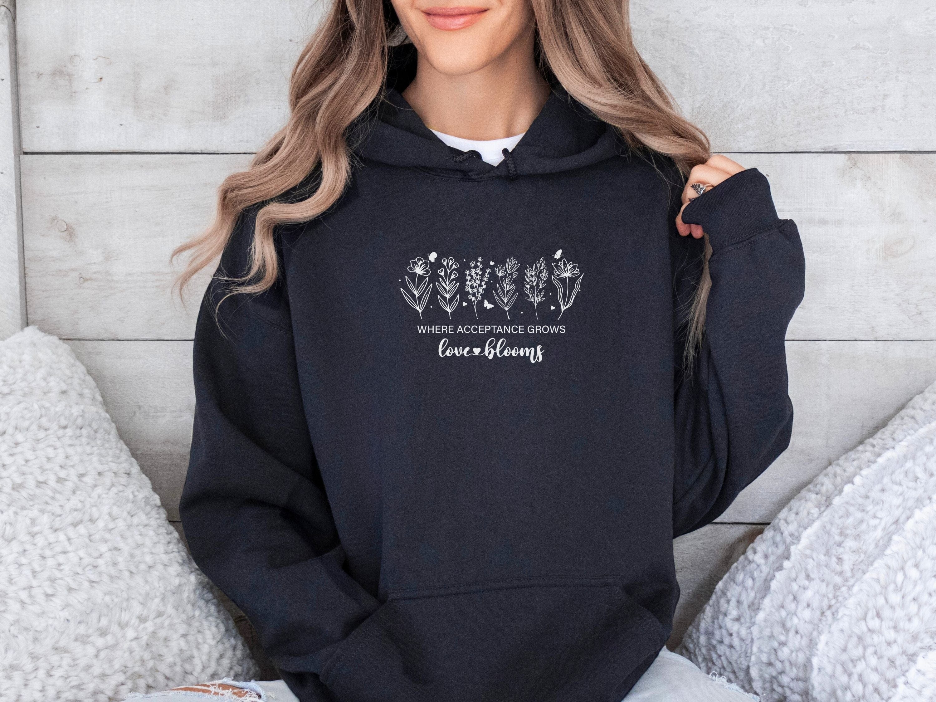 Where Acceptance Grows Love Blooms Hoodie-Neurodiversity, ADHD & Autism Awareness & Acceptance Hoodie by Daily Bloom