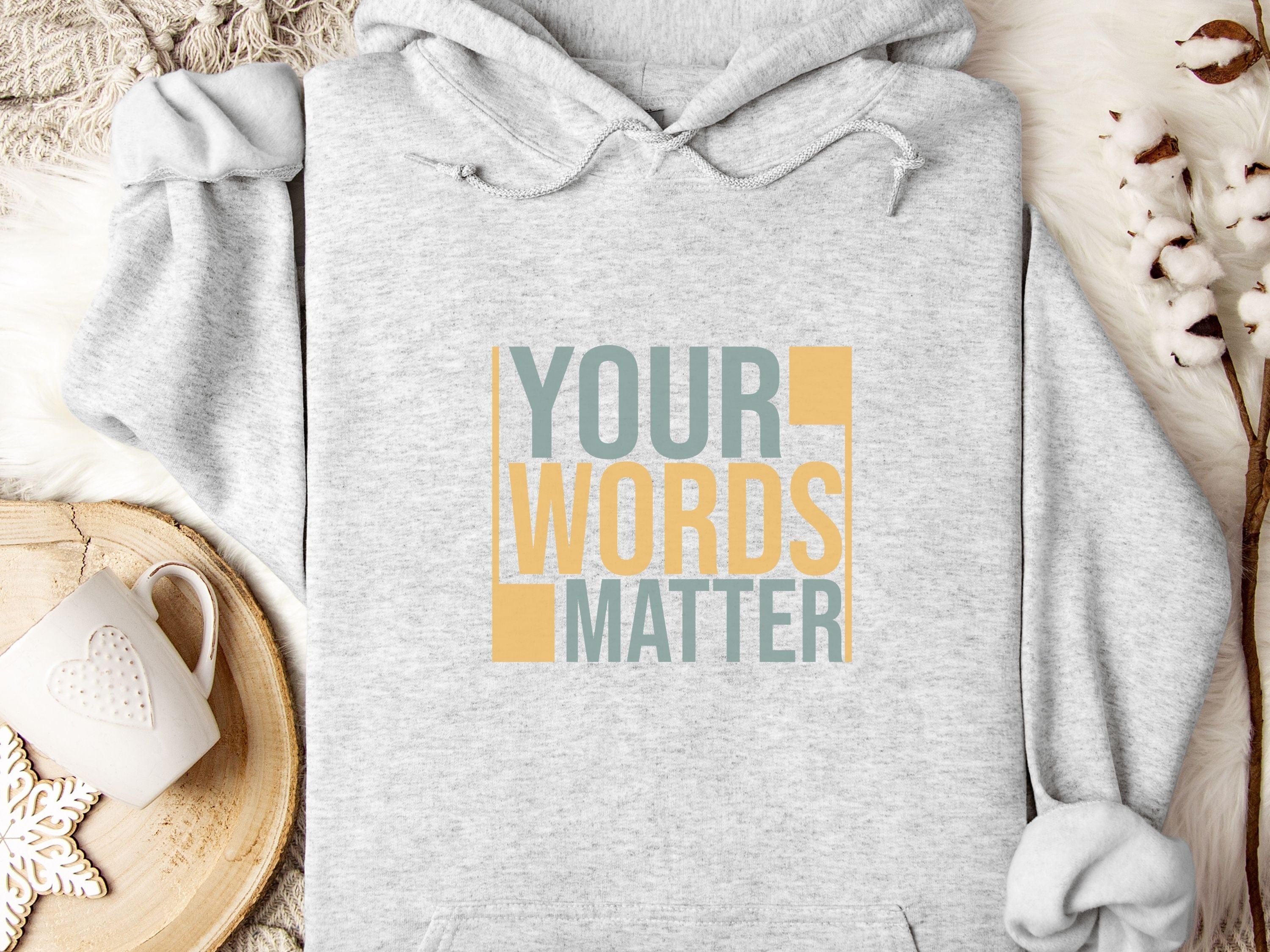 Your Words Matter - Bold Statement Hoodie-Ash-Neurodiversity, ADHD & Autism Awareness & Acceptance Hoodie by Daily Bloom