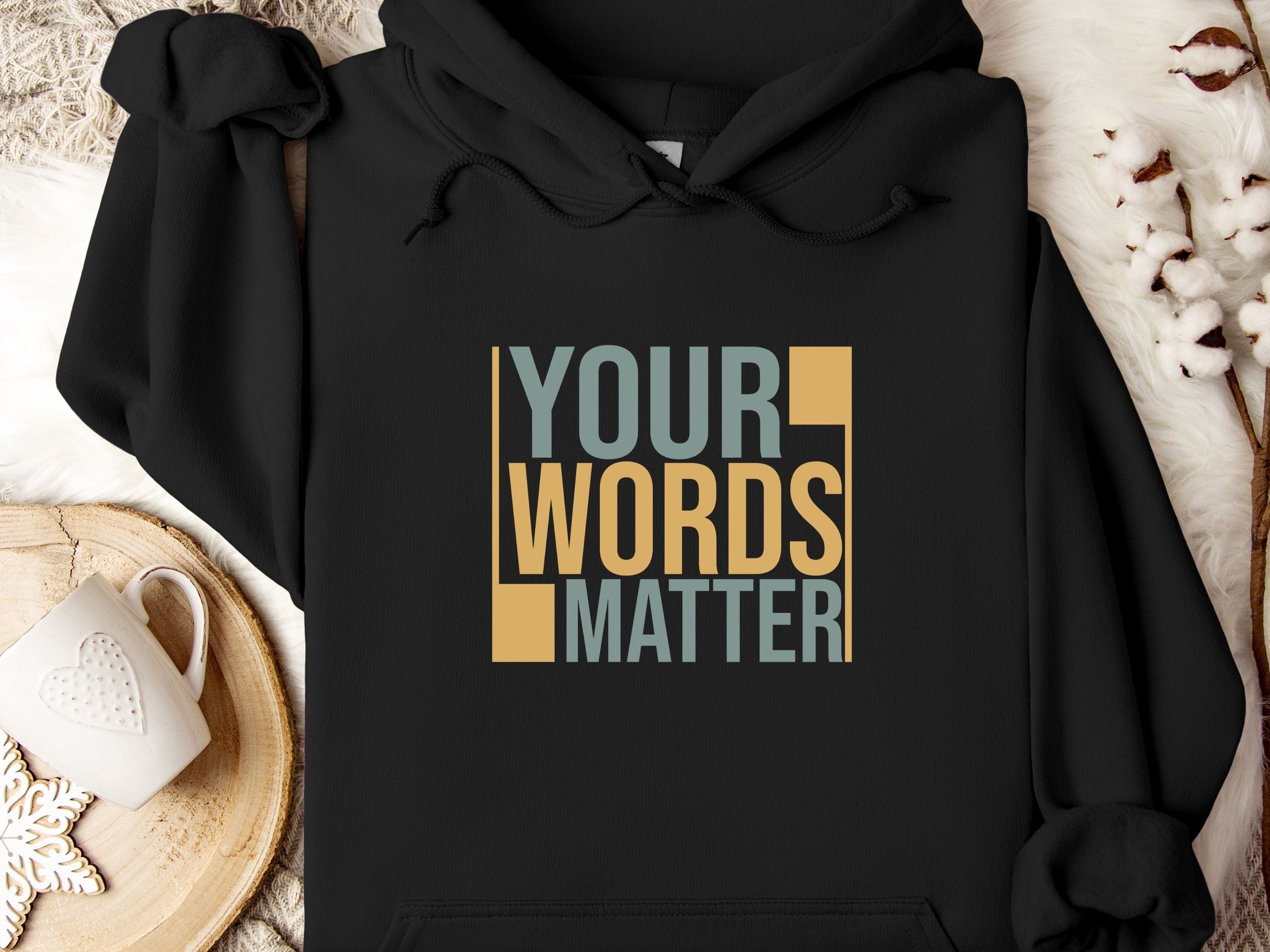 Your Words Matter - Bold Statement Hoodie-Black-Neurodiversity, ADHD & Autism Awareness & Acceptance Hoodie by Daily Bloom