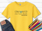 Accept Adapt Advocate Love Hearts Kids Tee-Daisy-Neurodiversity, ADHD & Autism Awareness & Acceptance Kids clothes by Daily Bloom