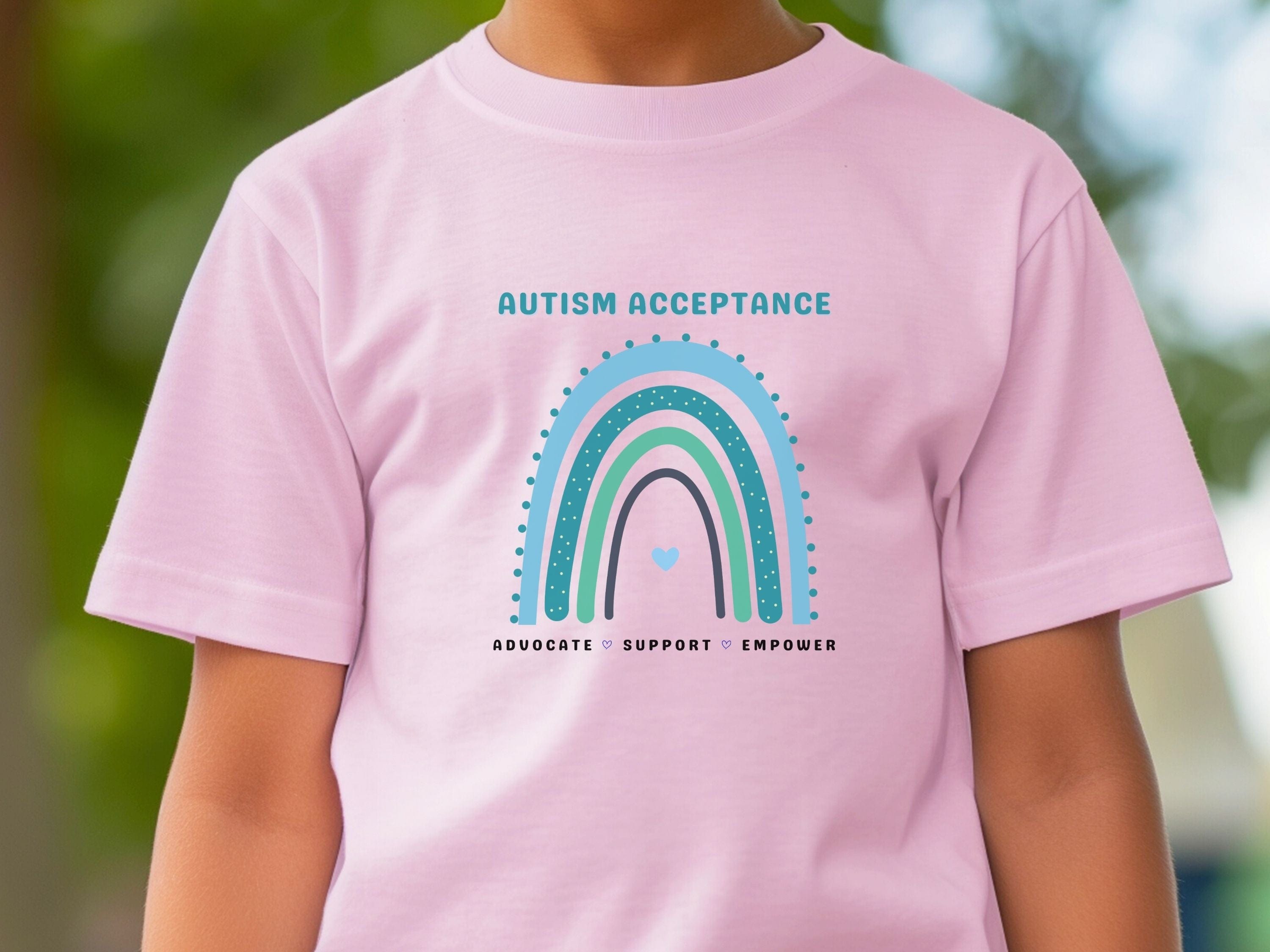 Advocate Support Empower Autism Acceptance Rainbow Kids T-Shirt-Neurodiversity, ADHD & Autism Awareness & Acceptance Kids clothes by Daily Bloom