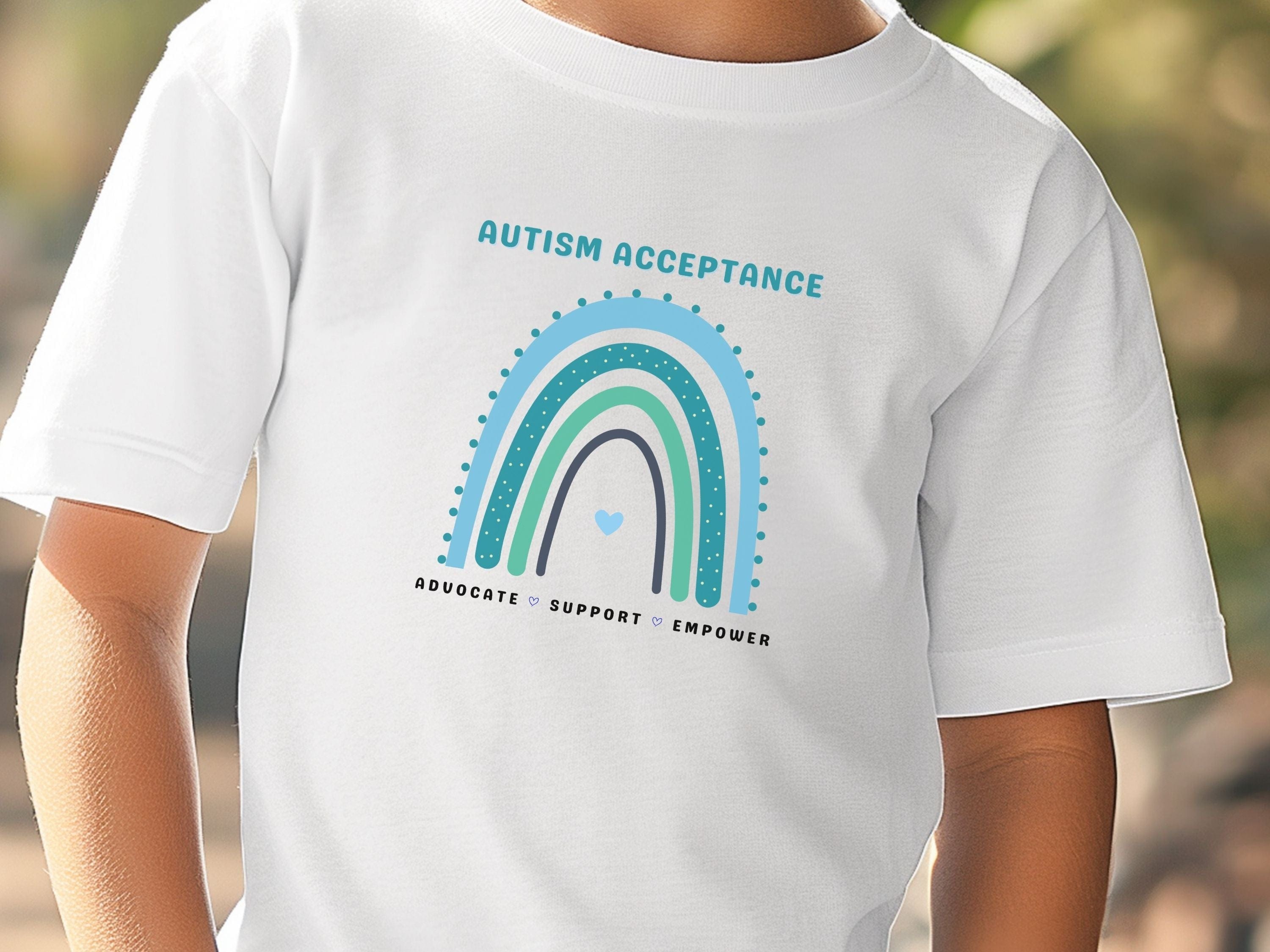 Advocate Support Empower Autism Acceptance Rainbow Kids T-Shirt-Neurodiversity, ADHD & Autism Awareness & Acceptance Kids clothes by Daily Bloom