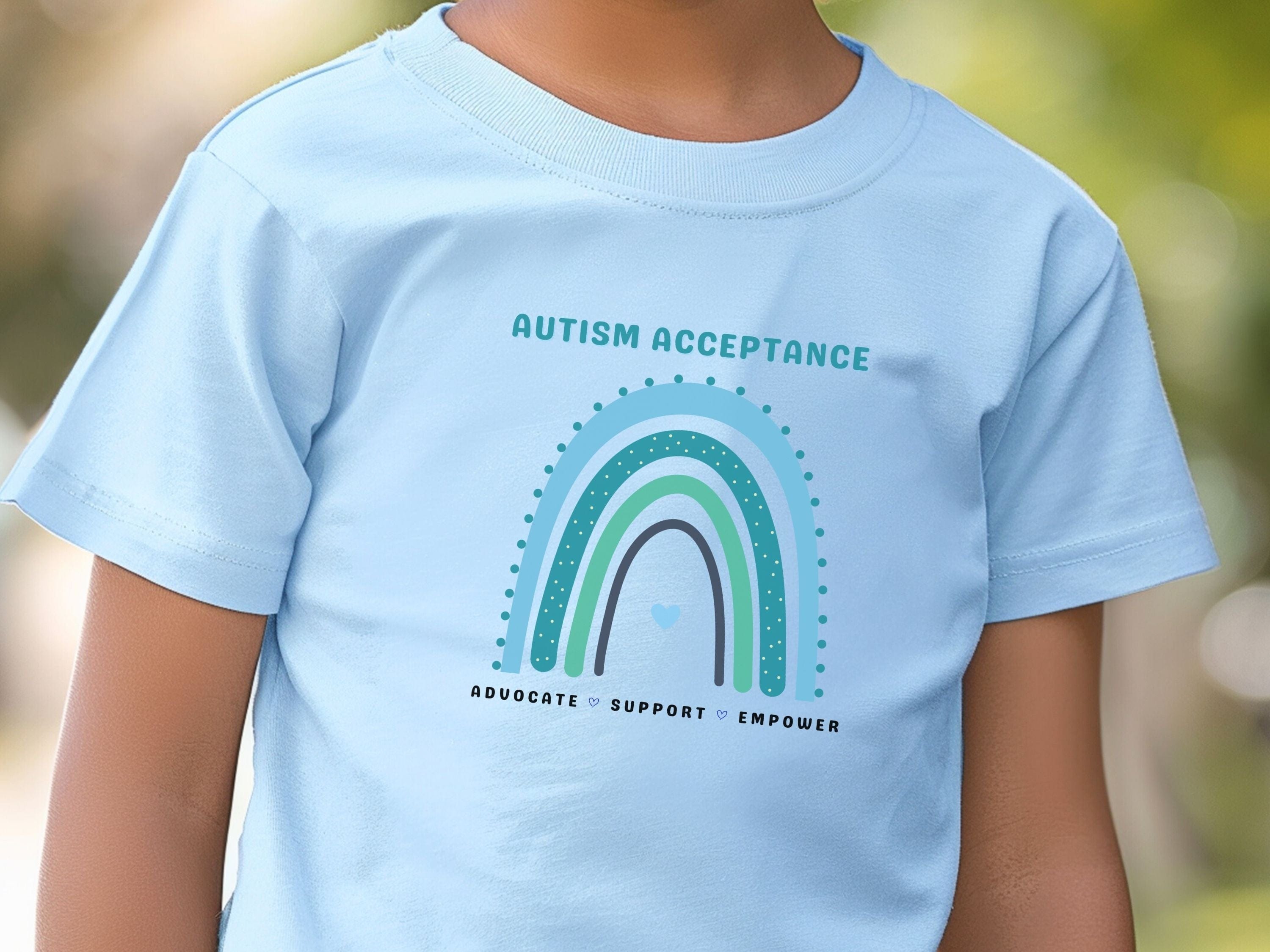 Advocate Support Empower Autism Acceptance Rainbow Kids T-Shirt-Neurodiversity, ADHD & Autism Awareness & Acceptance Kids clothes by Daily Bloom