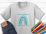 Advocate Support Empower Autism Acceptance Rainbow Kids T-Shirt-Ash-Neurodiversity, ADHD & Autism Awareness & Acceptance Kids clothes by Daily Bloom