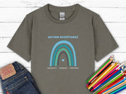 Advocate Support Empower Autism Acceptance Rainbow Kids T-Shirt-Charcoal-Neurodiversity, ADHD & Autism Awareness & Acceptance Kids clothes by Daily Bloom