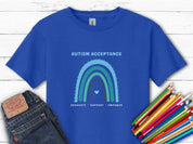 Advocate Support Empower Autism Acceptance Rainbow Kids T-Shirt-Royal-Neurodiversity, ADHD & Autism Awareness & Acceptance Kids clothes by Daily Bloom