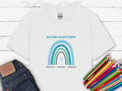 Advocate Support Empower Autism Acceptance Rainbow Kids T-Shirt-White-Neurodiversity, ADHD & Autism Awareness & Acceptance Kids clothes by Daily Bloom
