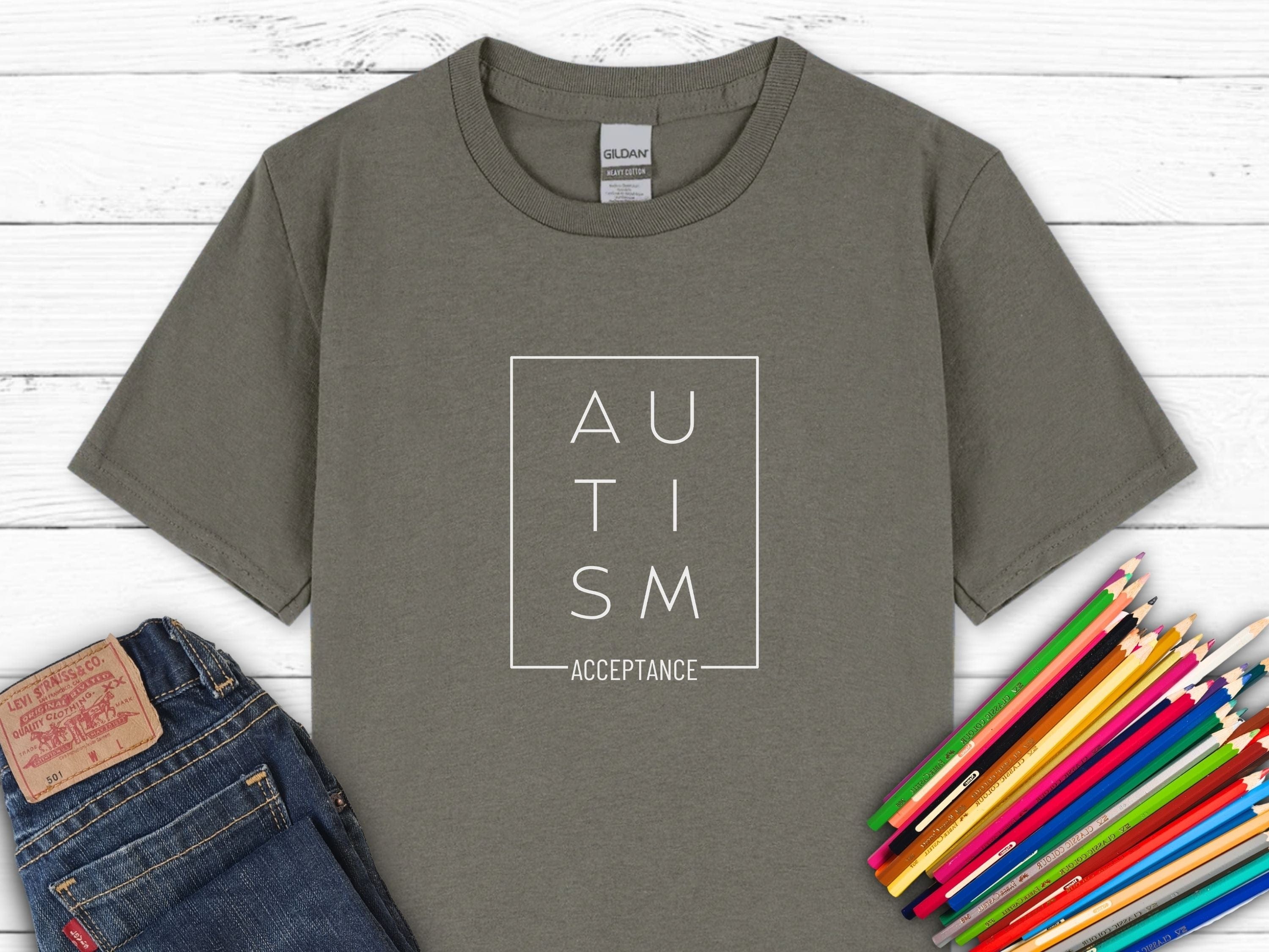 Autism Acceptance Box Kids T-Shirt-Charcoal-Neurodiversity, ADHD & Autism Awareness & Acceptance Kids clothes by Daily Bloom