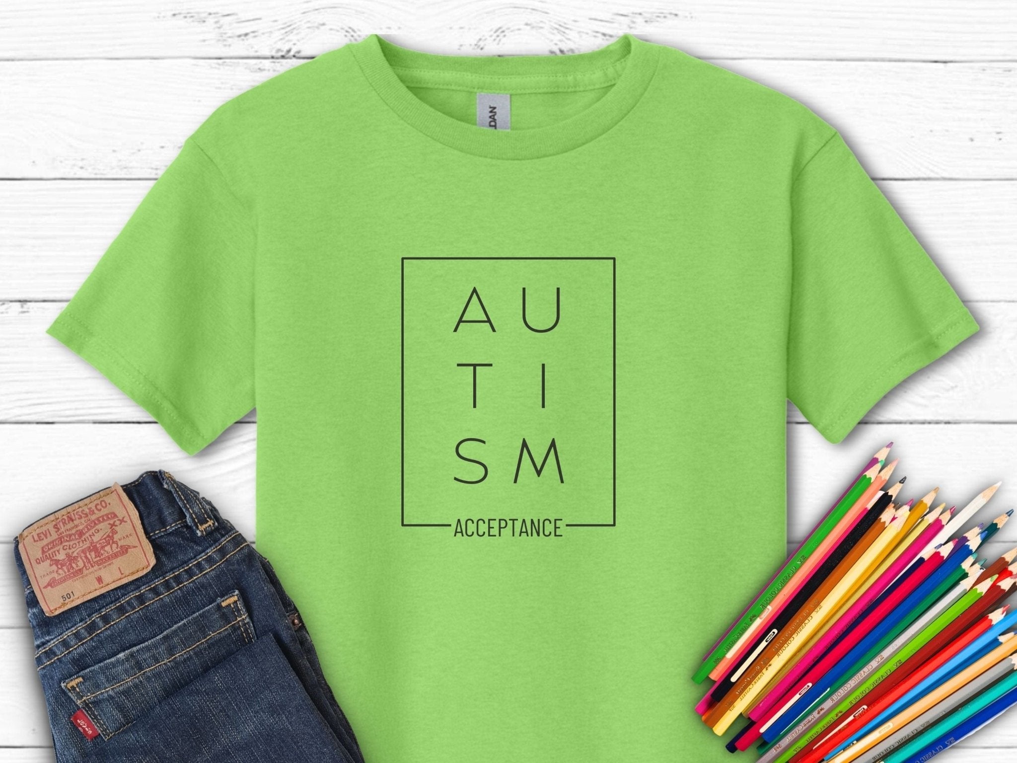Autism Kids clothes - Autism Acceptance Box Kids T-Shirt - Daily Bloom