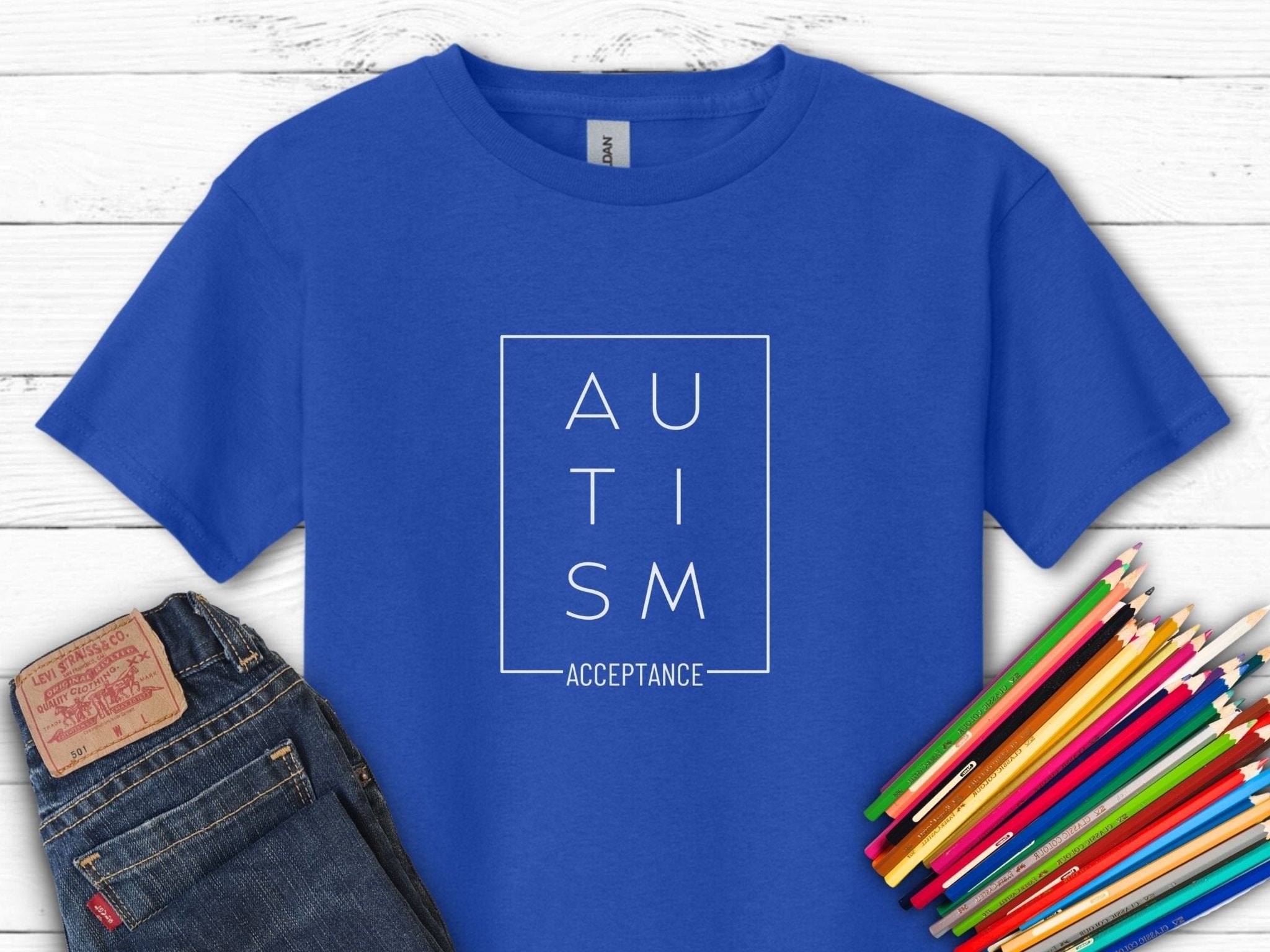 Autism Kids clothes - Autism Acceptance Box Kids T-Shirt - Daily Bloom