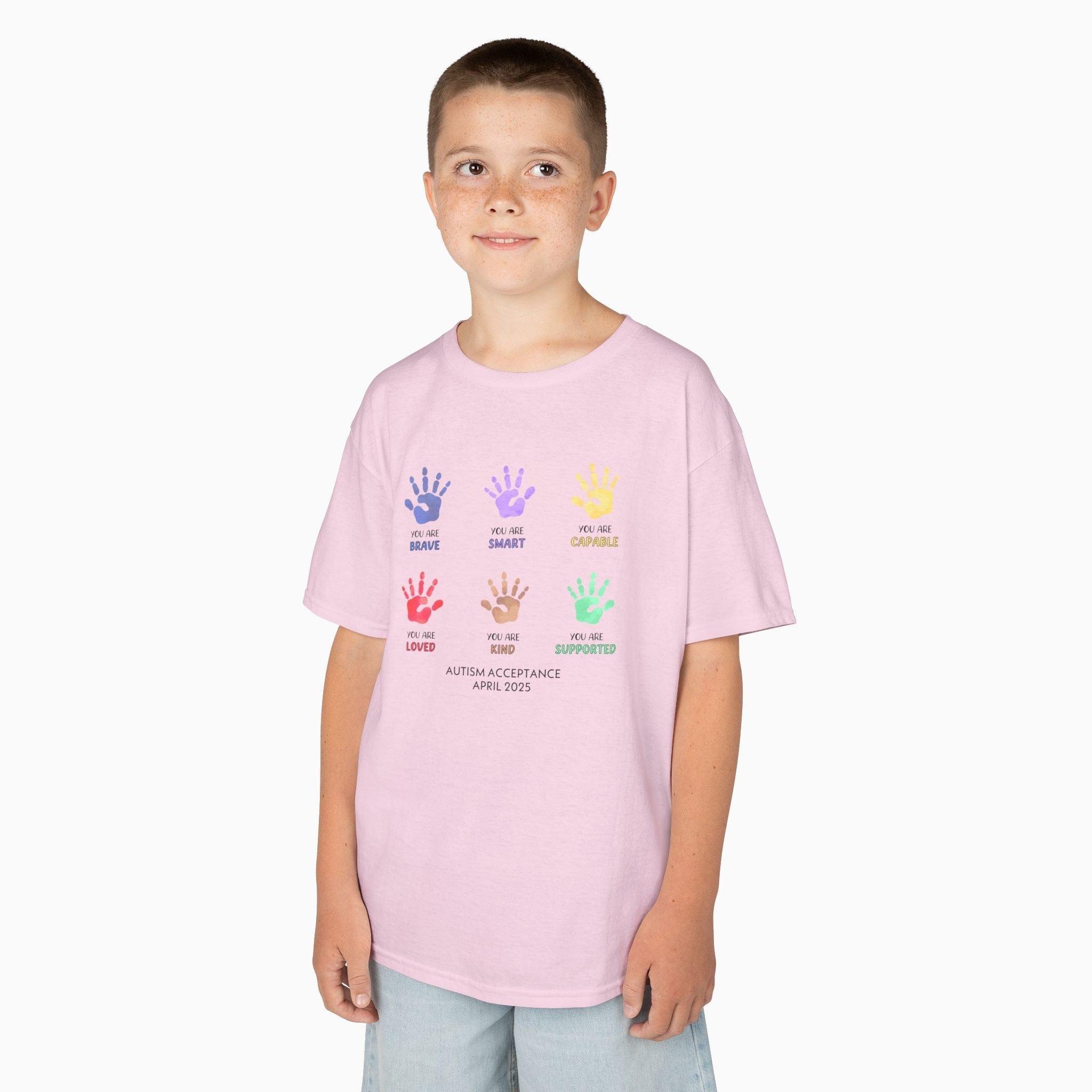 Autism Kids clothes By Daily Bloom Autism Awareness 2025 - Affirmation Handprints Youth T-Shirt