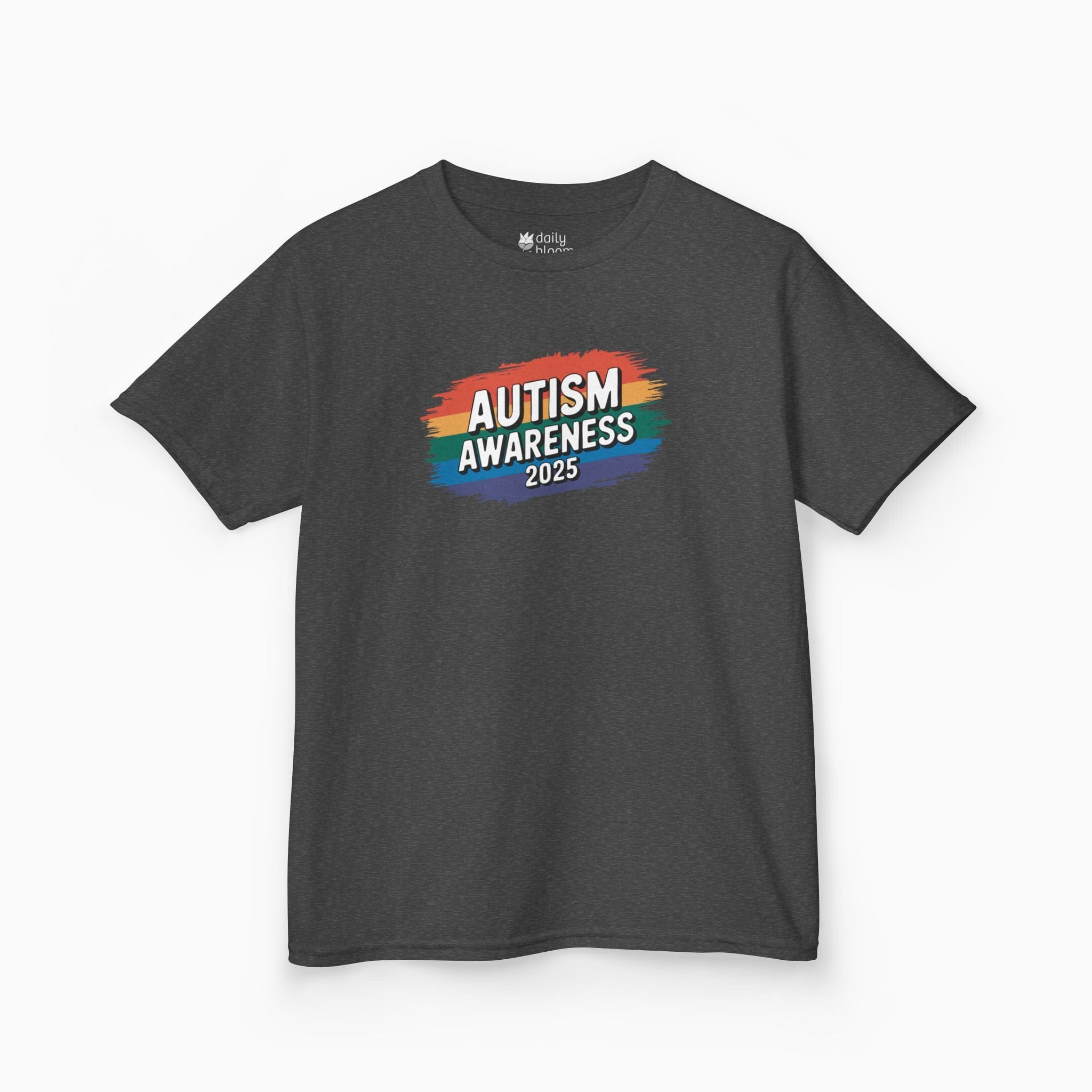 Autism Kids clothes By Daily Bloom Autism Awareness 2025 - Brushstrokes of Awareness Youth T-Shirt Dark Heather / XS