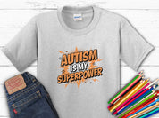Autism Is My Superpower Kids T-Shirt-Ash-Neurodiversity, ADHD & Autism Awareness & Acceptance Kids clothes by Daily Bloom