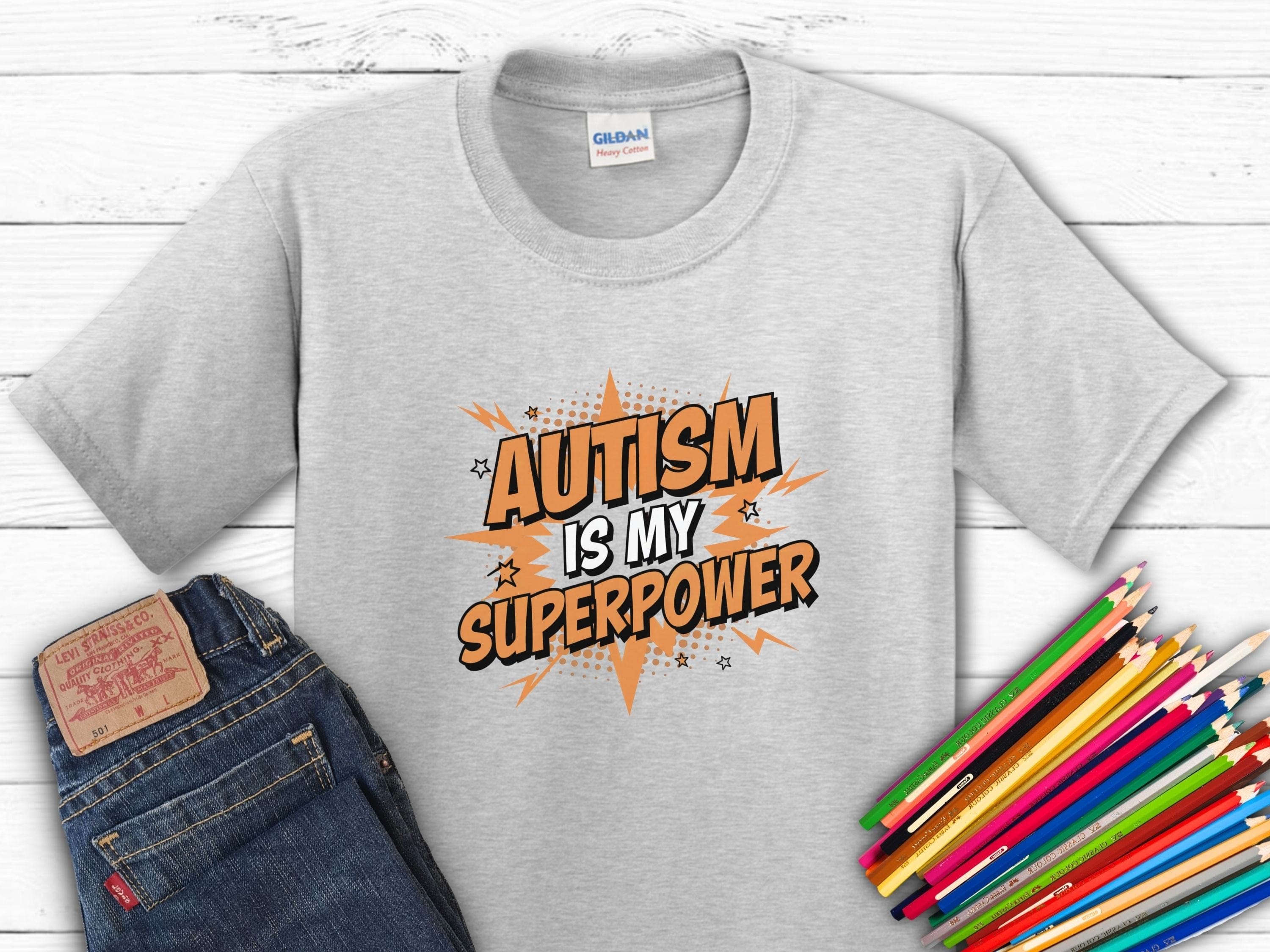 Autism Is My Superpower Kids T-Shirt-Ash-Neurodiversity, ADHD & Autism Awareness & Acceptance Kids clothes by Daily Bloom