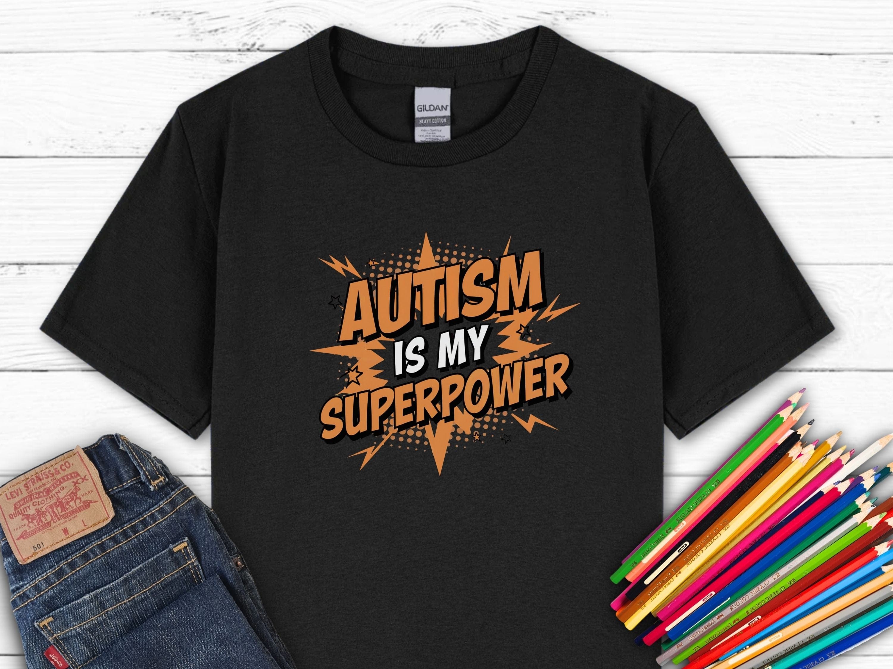 Autism Is My Superpower Kids T-Shirt-Black-Neurodiversity, ADHD & Autism Awareness & Acceptance Kids clothes by Daily Bloom