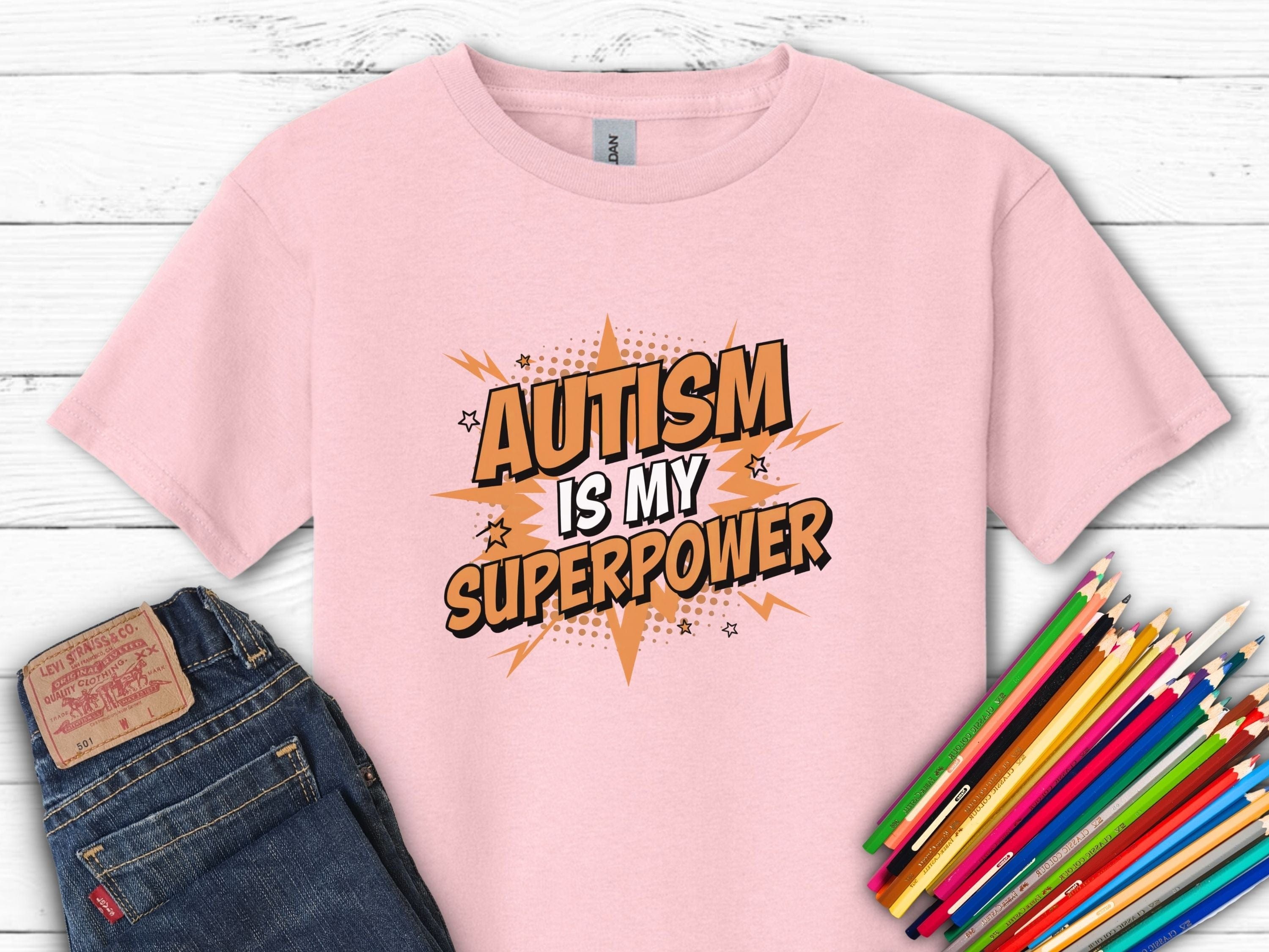 Autism Is My Superpower Kids T-Shirt-Light Pink-Neurodiversity, ADHD & Autism Awareness & Acceptance Kids clothes by Daily Bloom