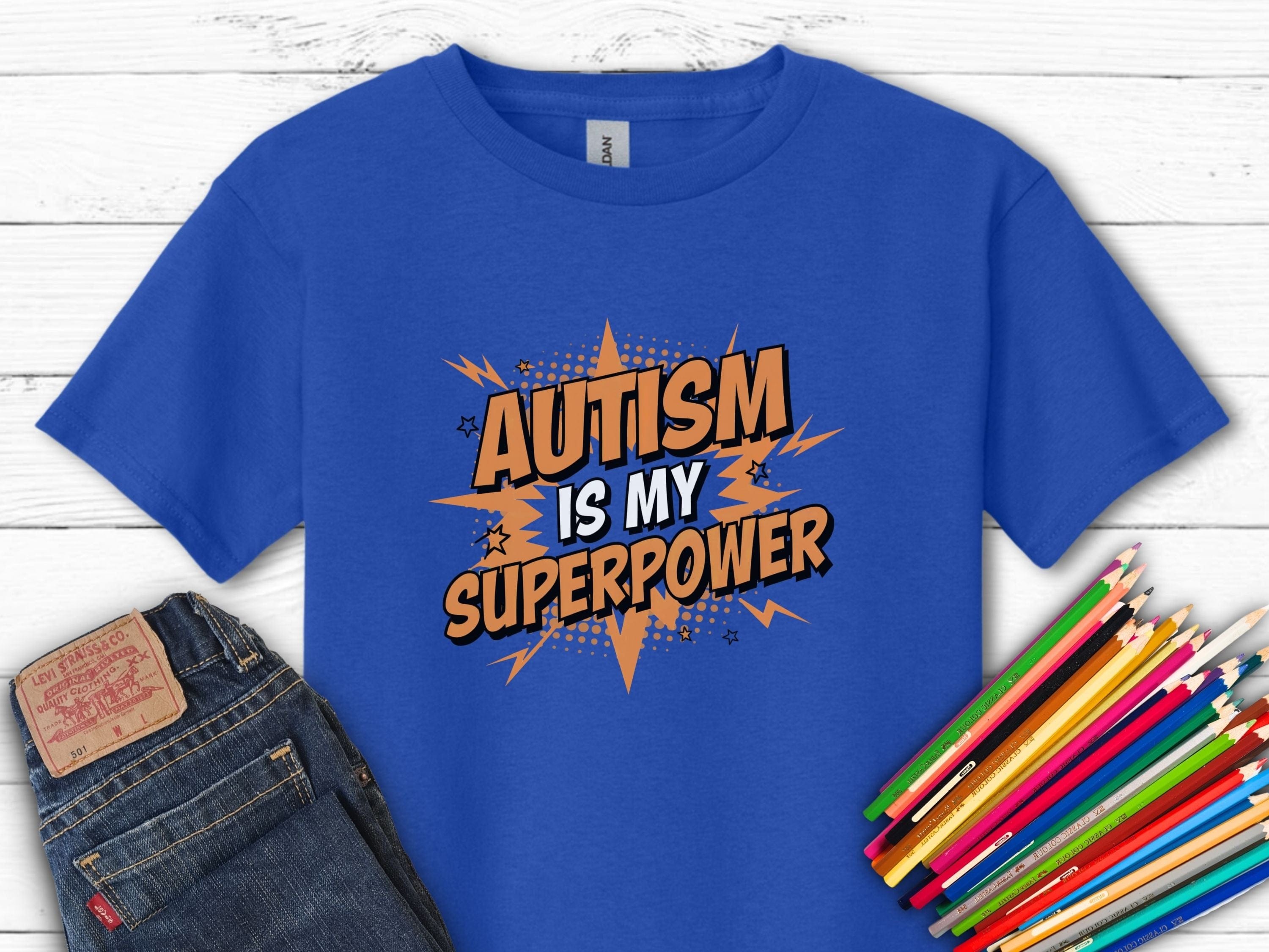 Autism Is My Superpower Kids T-Shirt-Royal-Neurodiversity, ADHD & Autism Awareness & Acceptance Kids clothes by Daily Bloom