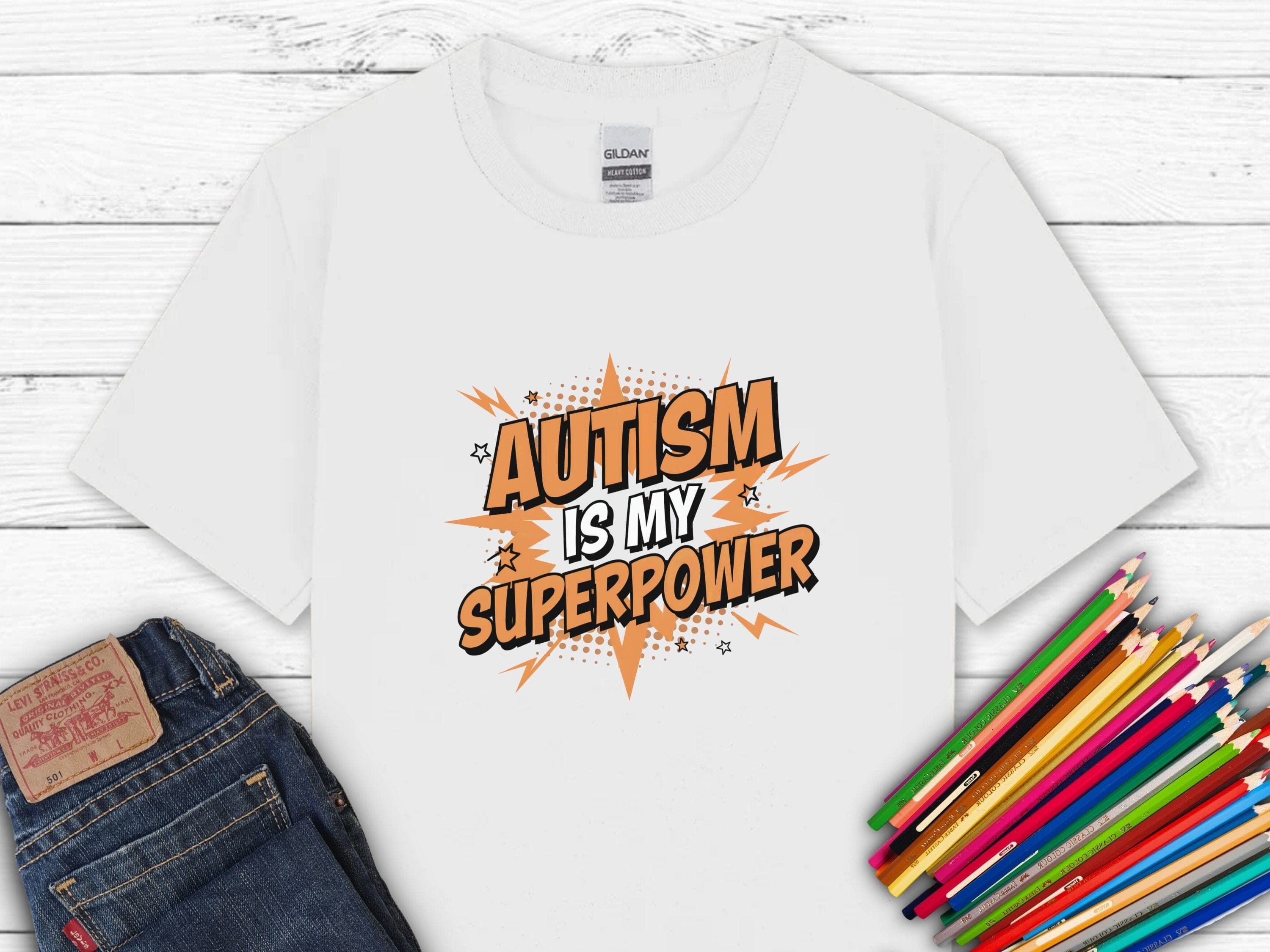 Autism Is My Superpower Kids T-Shirt-White-Neurodiversity, ADHD & Autism Awareness & Acceptance Kids clothes by Daily Bloom