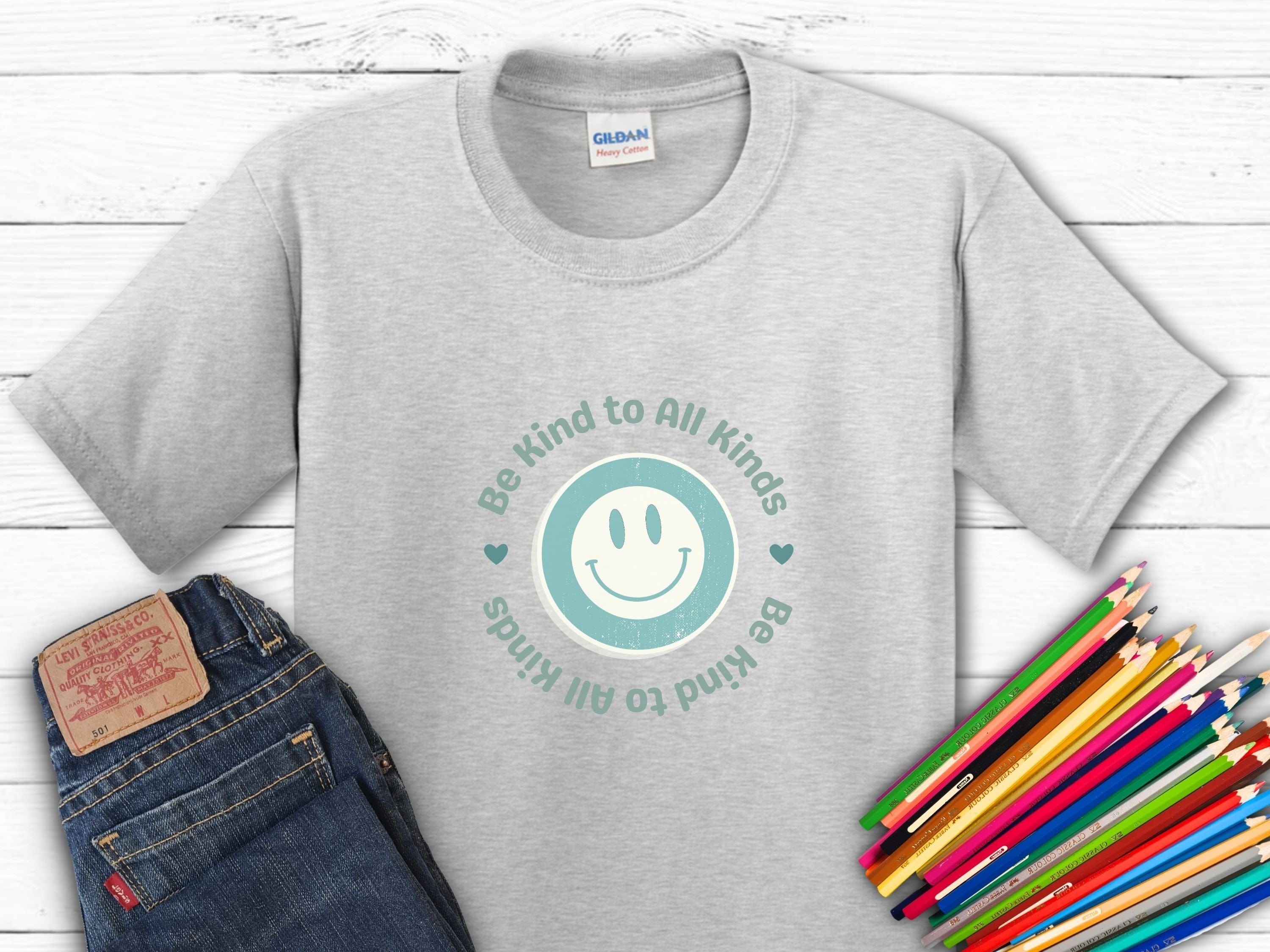 Be Kind to All Kinds Kids T-Shirt-Ash-Neurodiversity, ADHD & Autism Awareness & Acceptance Kids clothes by Daily Bloom
