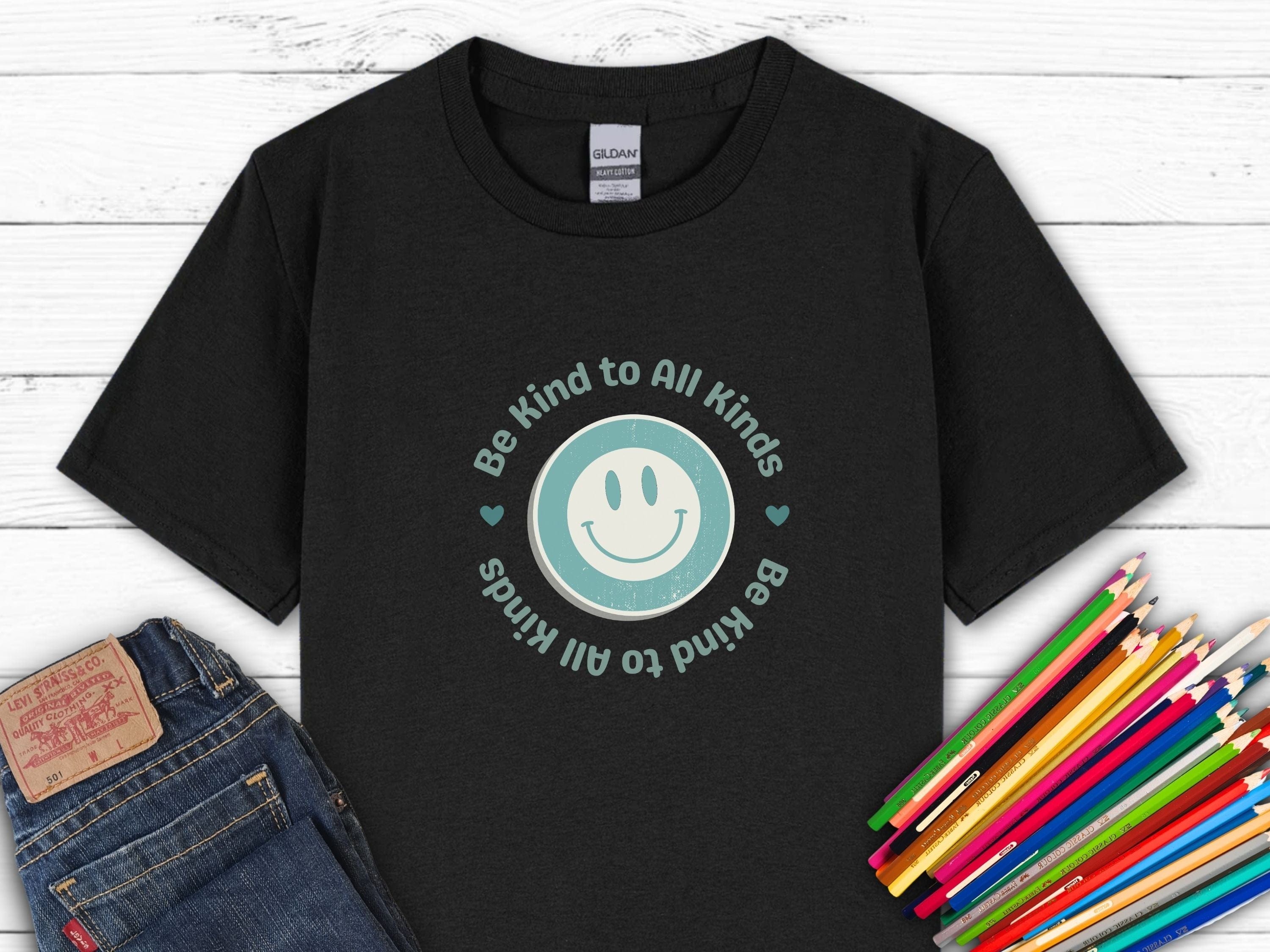 Be Kind to All Kinds Kids T-Shirt-Black-Neurodiversity, ADHD & Autism Awareness & Acceptance Kids clothes by Daily Bloom
