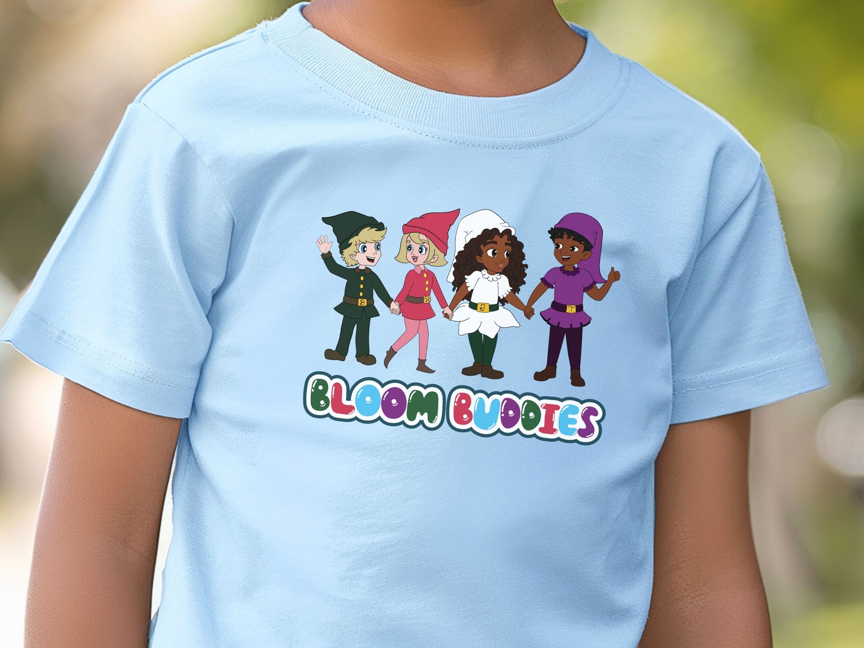 Bloom Buddies Holding Hands Kids T-Shirt-Neurodiversity, ADHD & Autism Awareness & Acceptance Kids clothes by Daily Bloom