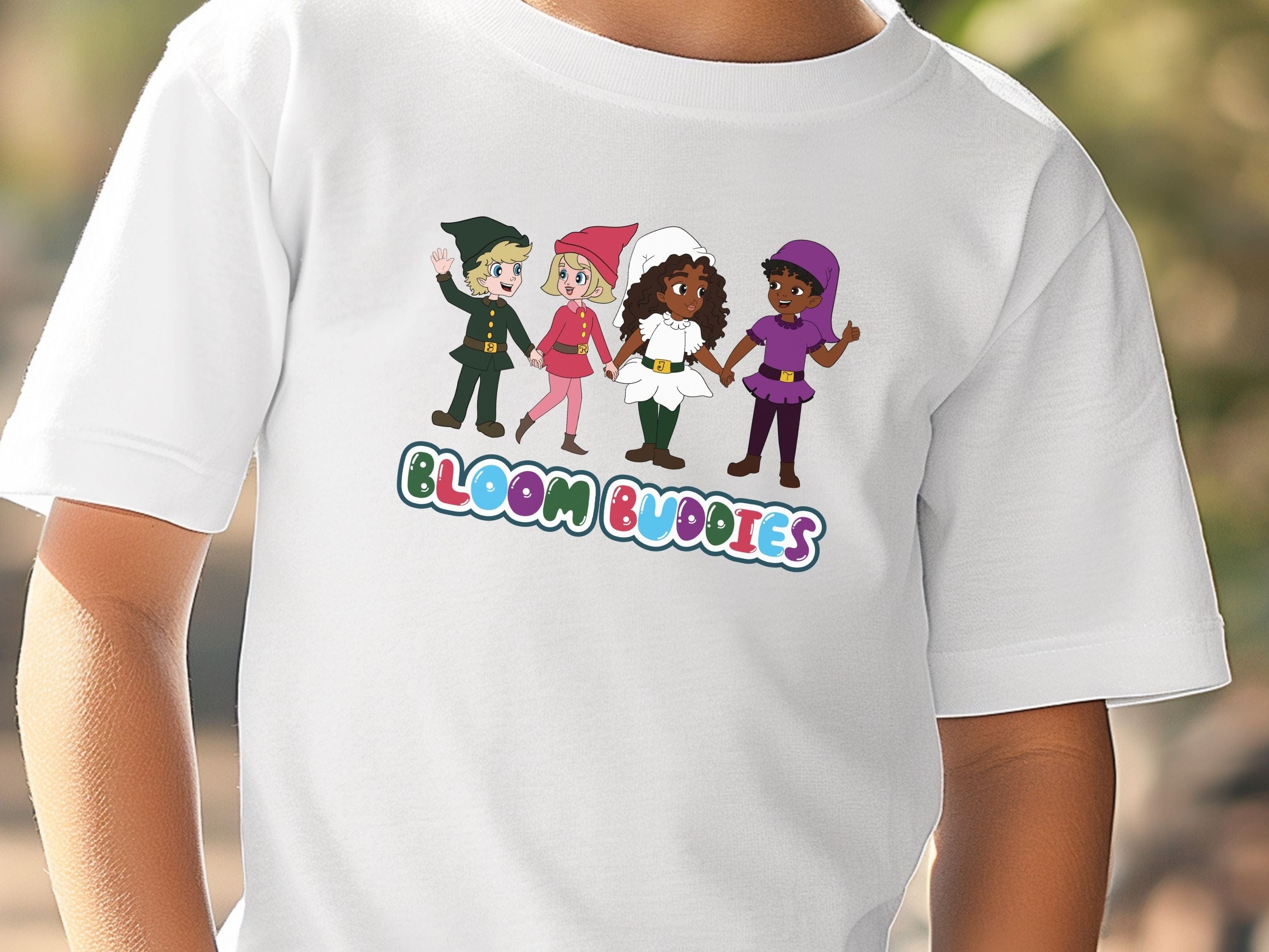 Bloom Buddies Holding Hands Kids T-Shirt-Neurodiversity, ADHD & Autism Awareness & Acceptance Kids clothes by Daily Bloom