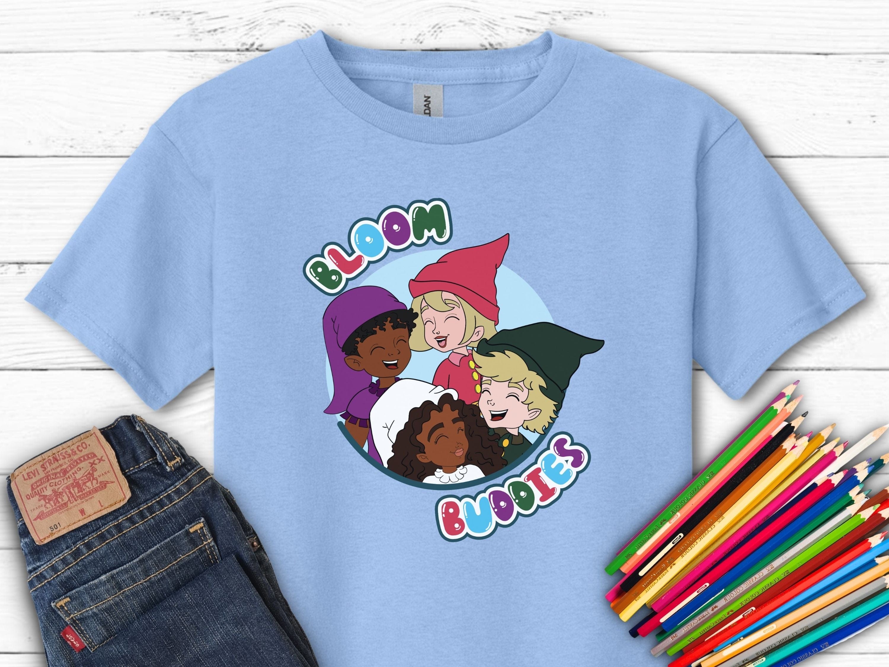 Bloom Buddies Profile Pictures Kids T-Shirt-Light Blue-Neurodiversity, ADHD & Autism Awareness & Acceptance Kids clothes by Daily Bloom