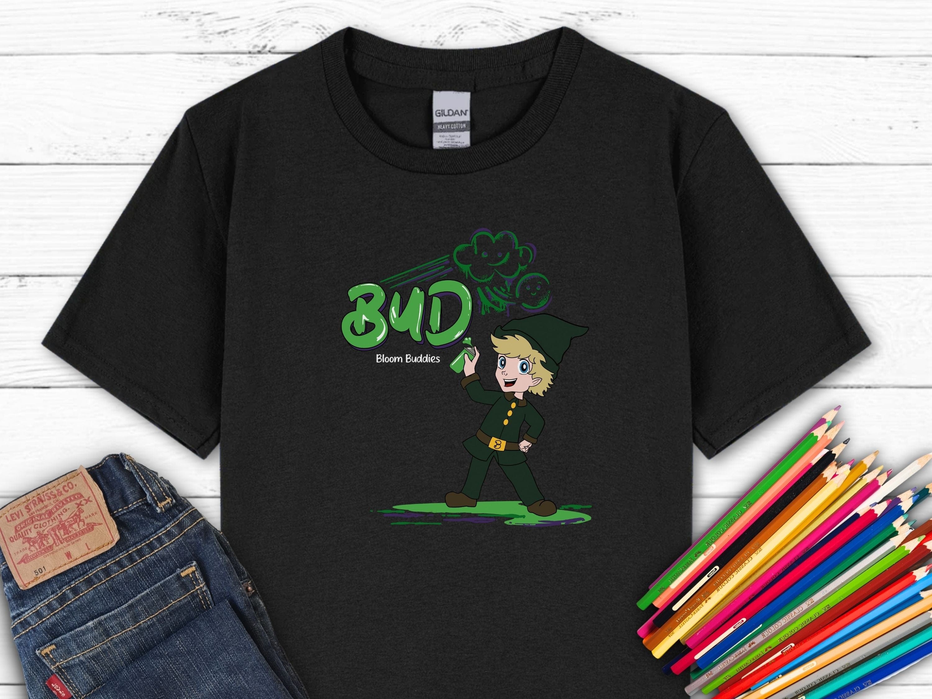 Bud Graffiti - Bloom Buddies Kids T-Shirt-Black-Neurodiversity, ADHD & Autism Awareness & Acceptance Kids clothes by Daily Bloom